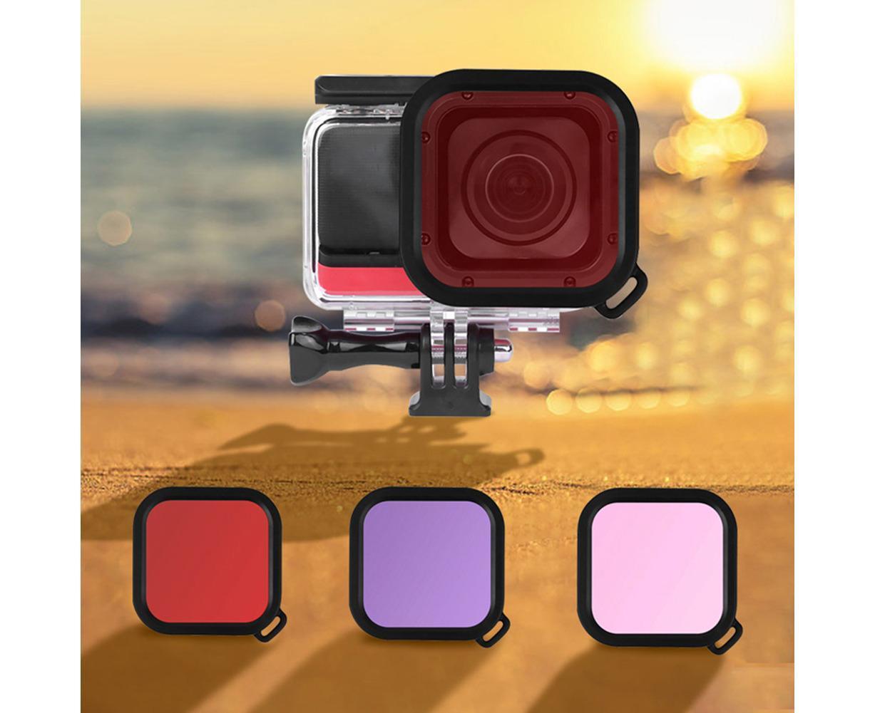 3Pcs Diving Waterproof Housing Case Lens Filter Set for Insta360 One R Camera Red+Pink+Purple - Image 4