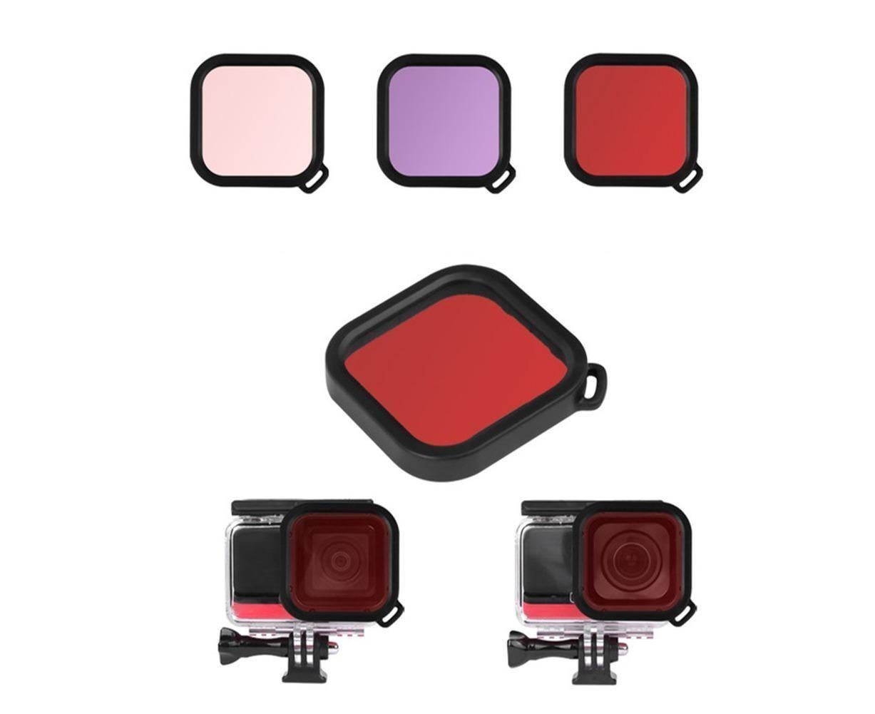 3Pcs Diving Waterproof Housing Case Lens Filter Set for Insta360 One R Camera Red+Pink+Purple - Image 7