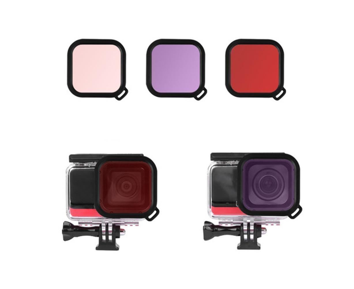 3Pcs Diving Waterproof Housing Case Lens Filter Set for Insta360 One R Camera Red+Pink+Purple - Image 8