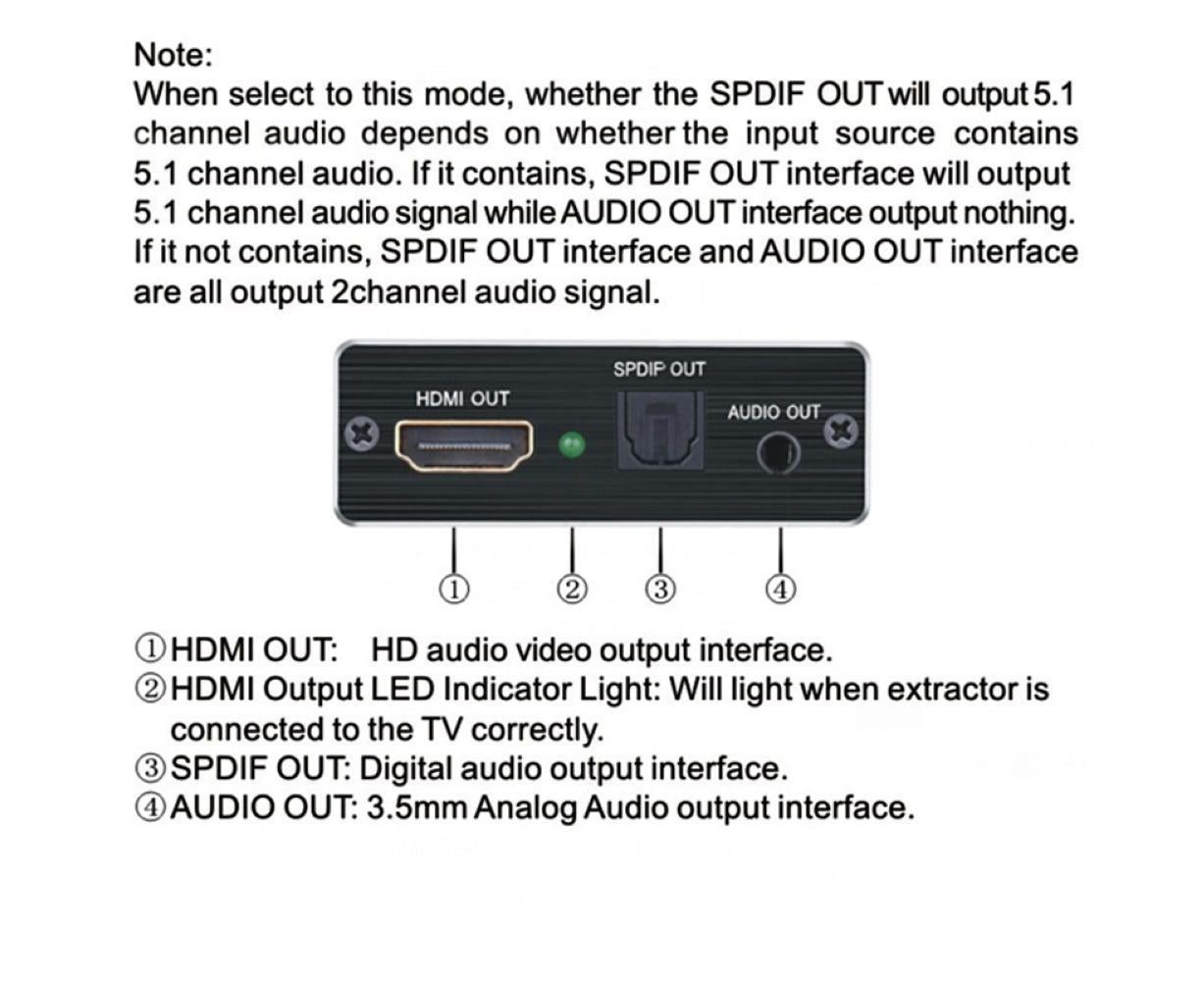 4K HDMI-compatible to HDMI-compatible Optical SPDIF 3.5mm Audio Extractor Converter Splitter Adapter Black - Image 8