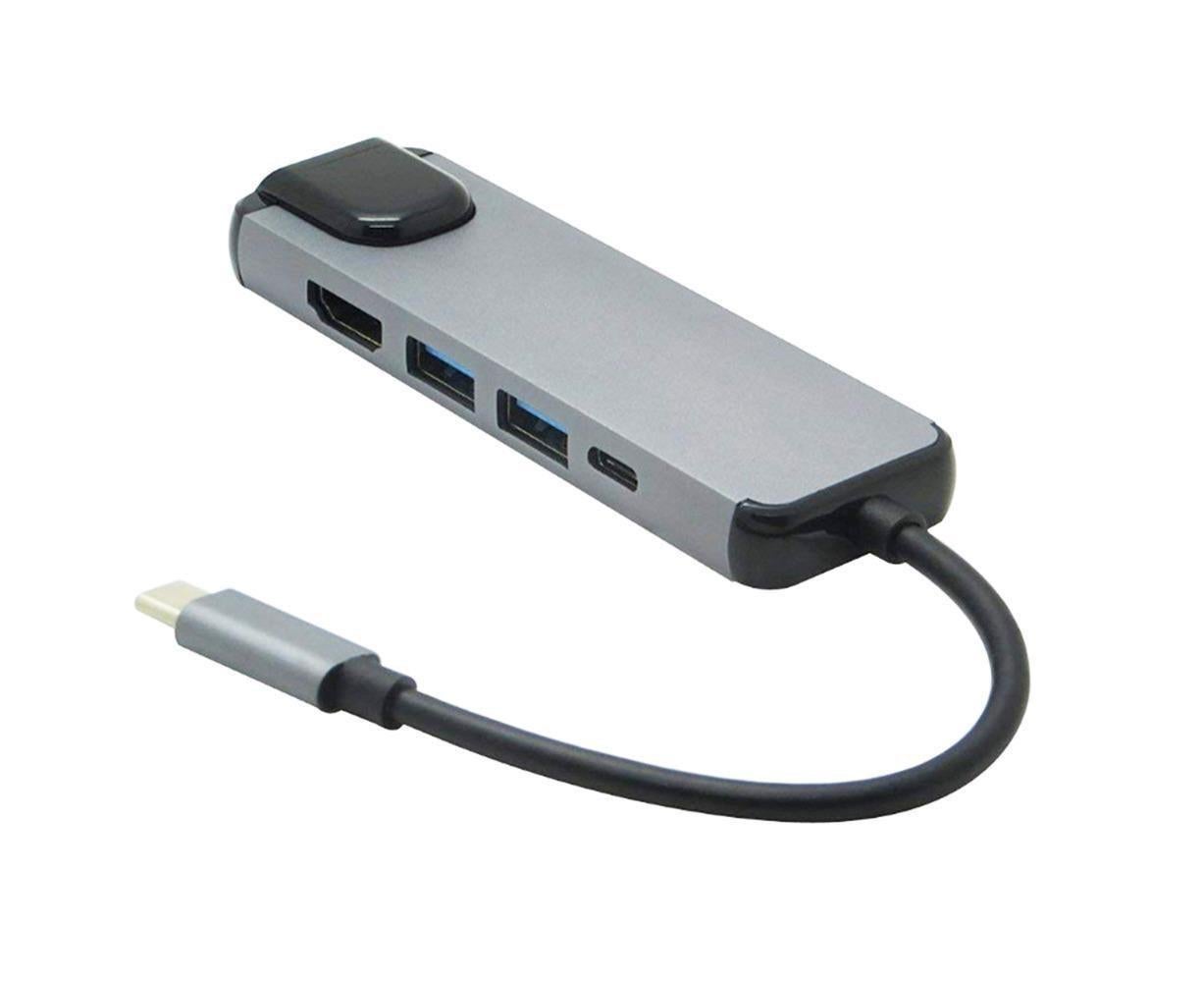 5 in 1 Type C to 4K HDMI-compatible USB 3.0 Charging Hub Adapter Converter for MacBook Pro Silver Grey - Image 2