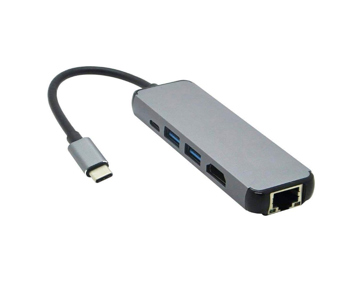 5 in 1 Type C to 4K HDMI-compatible USB 3.0 Charging Hub Adapter Converter for MacBook Pro Silver Grey - Image 4