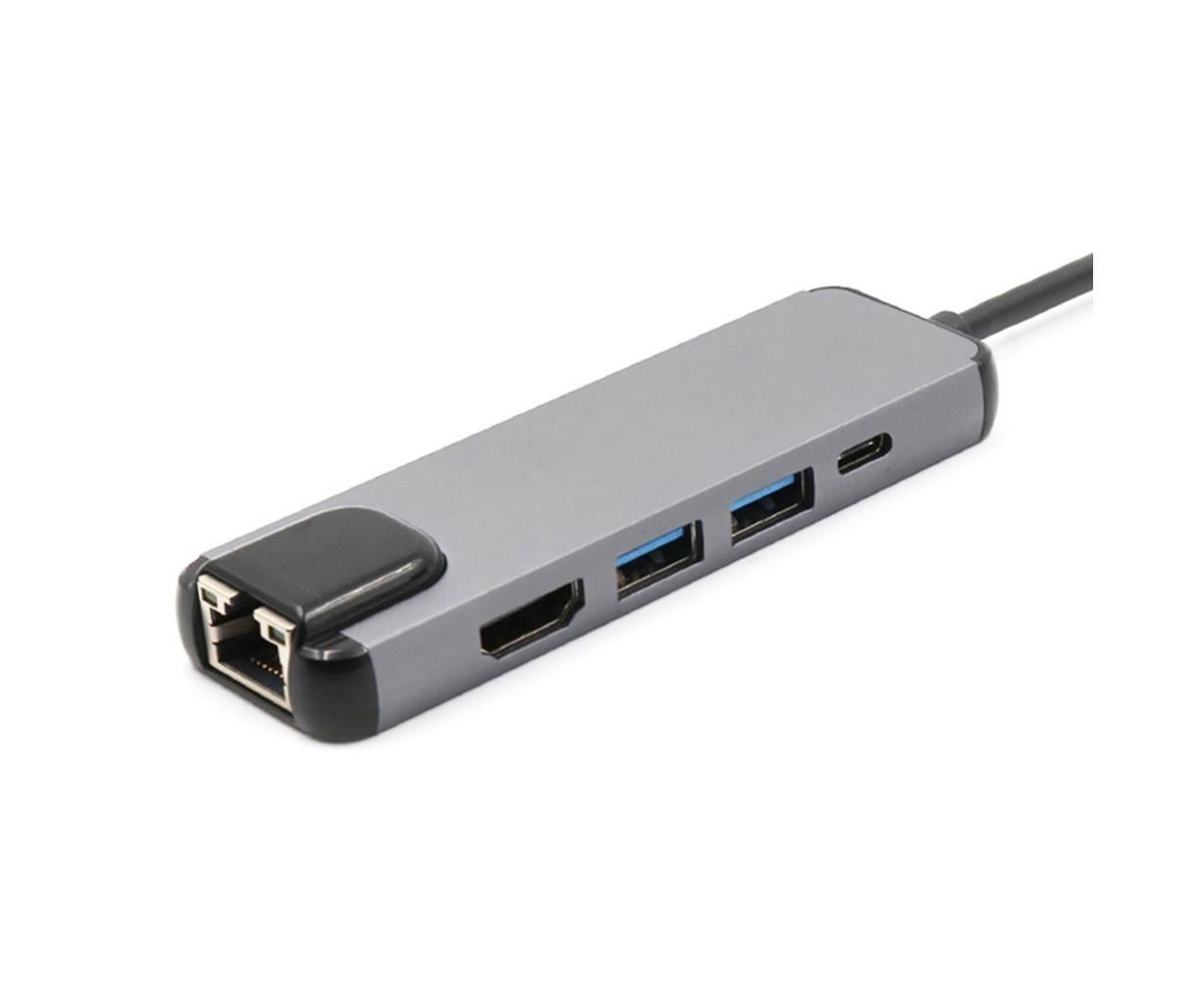5 in 1 Type C to 4K HDMI-compatible USB 3.0 Charging Hub Adapter Converter for MacBook Pro Silver Grey - Image 6