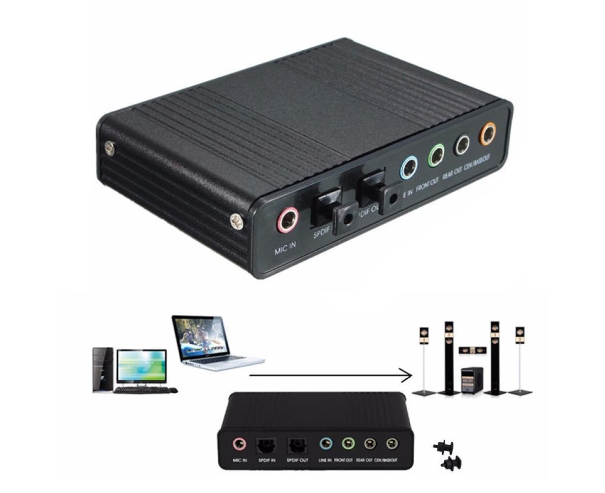 6 Channel USB 2.0 External 5.1 Optical S/PDIF Audio Sound Card Adapter for Win7 Blue - Image 2