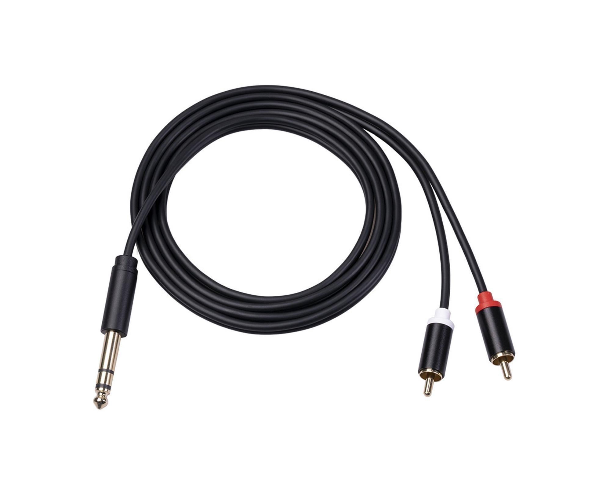6.35mm Male to 2 RCA Male Audio Cable Copper Conductor Stereo Wire Cord for Sound Mixing Console Black - Image 1