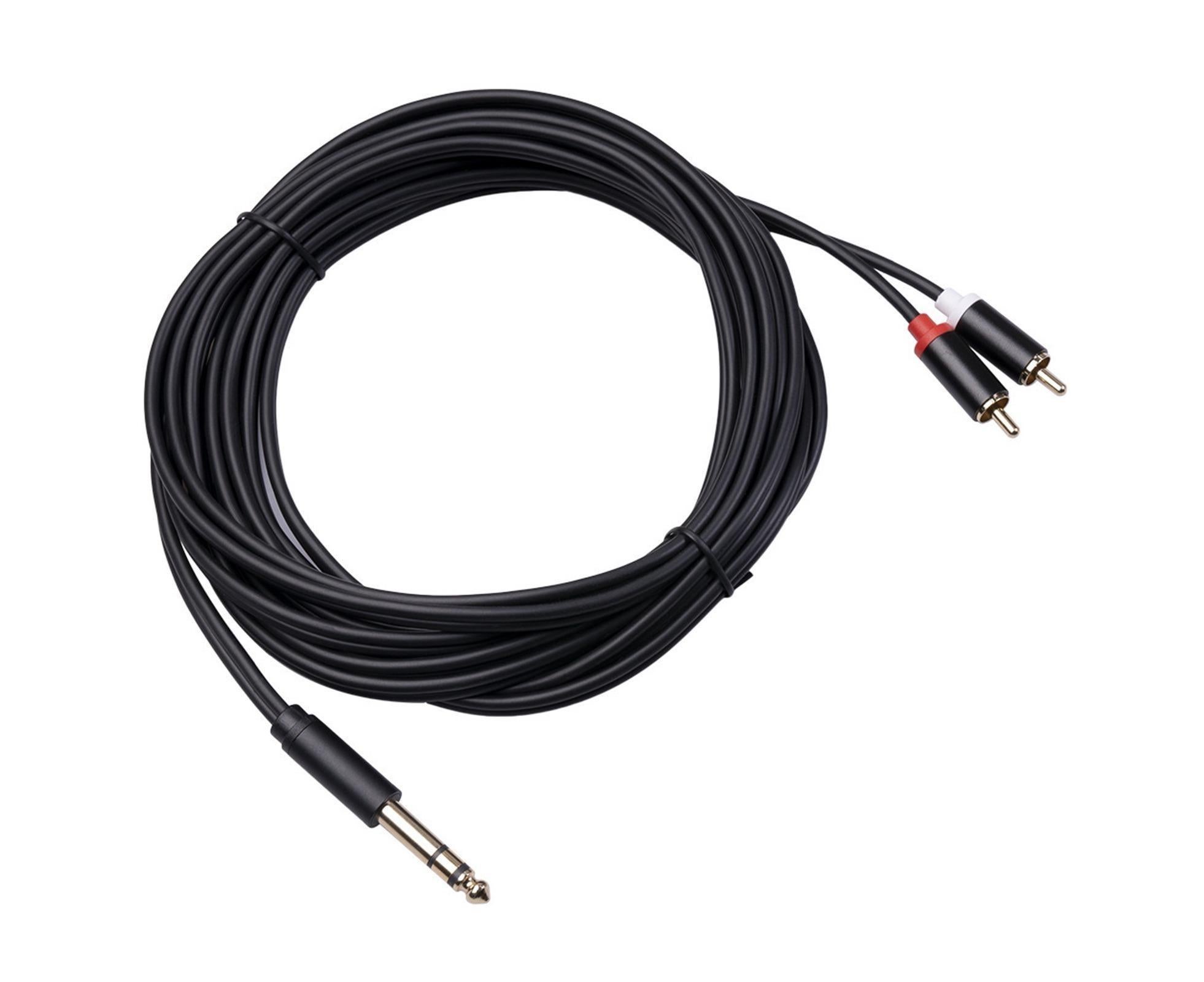 6.35mm Male to 2 RCA Male Audio Cable Copper Conductor Stereo Wire Cord for Sound Mixing Console Black - Image 2