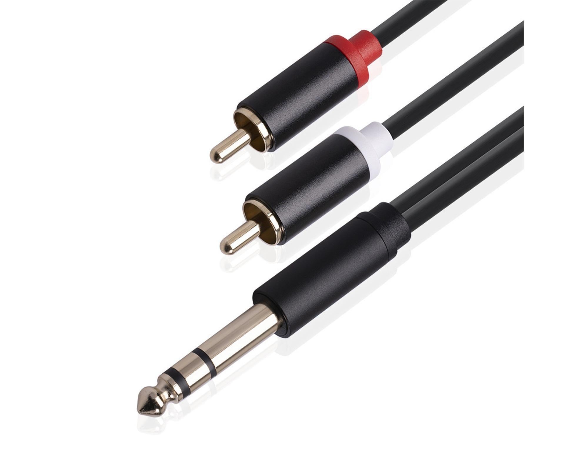 6.35mm Male to 2 RCA Male Audio Cable Copper Conductor Stereo Wire Cord for Sound Mixing Console Black - Image 3