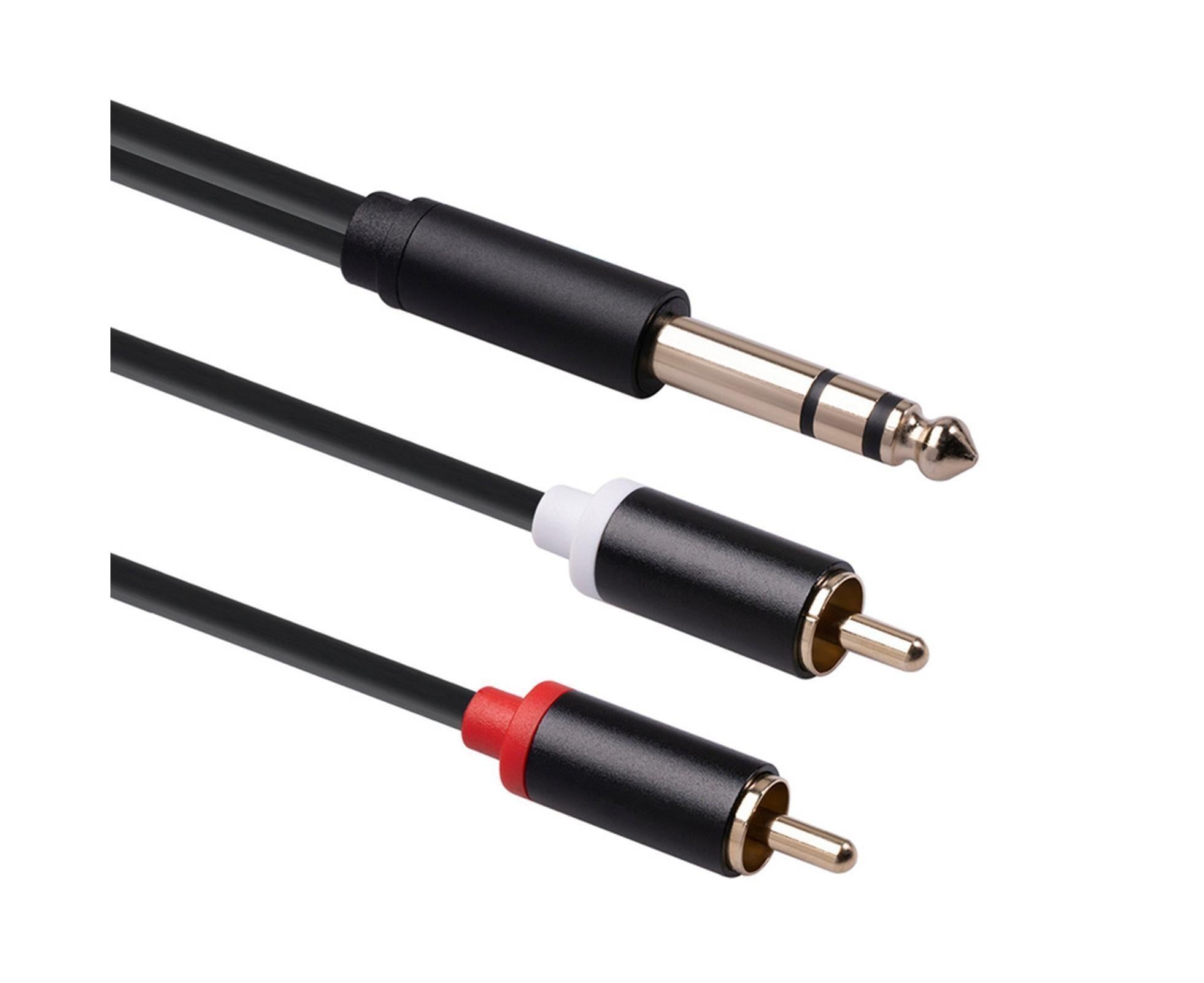 6.35mm Male to 2 RCA Male Audio Cable Copper Conductor Stereo Wire Cord for Sound Mixing Console Black - Image 4