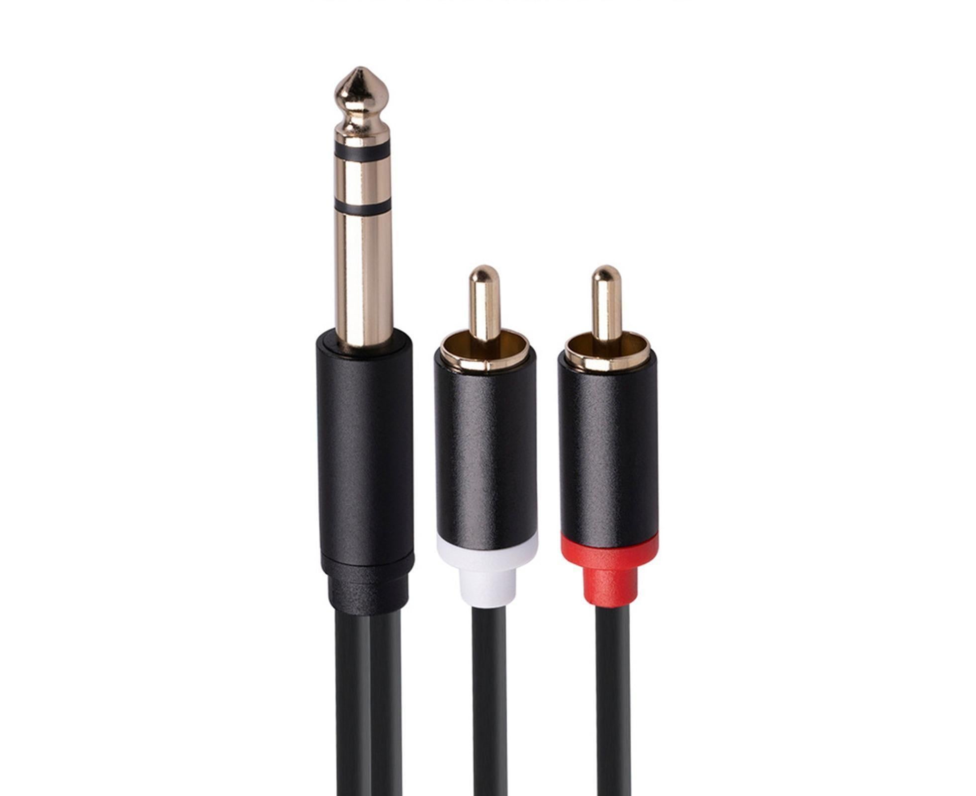 6.35mm Male to 2 RCA Male Audio Cable Copper Conductor Stereo Wire Cord for Sound Mixing Console Black - Image 5