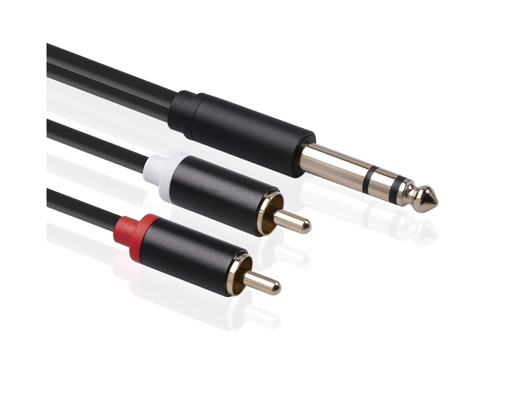 6.35mm Male to 2 RCA Male Audio Cable Copper Conductor Stereo Wire Cord for Sound Mixing Console Black - Image 6