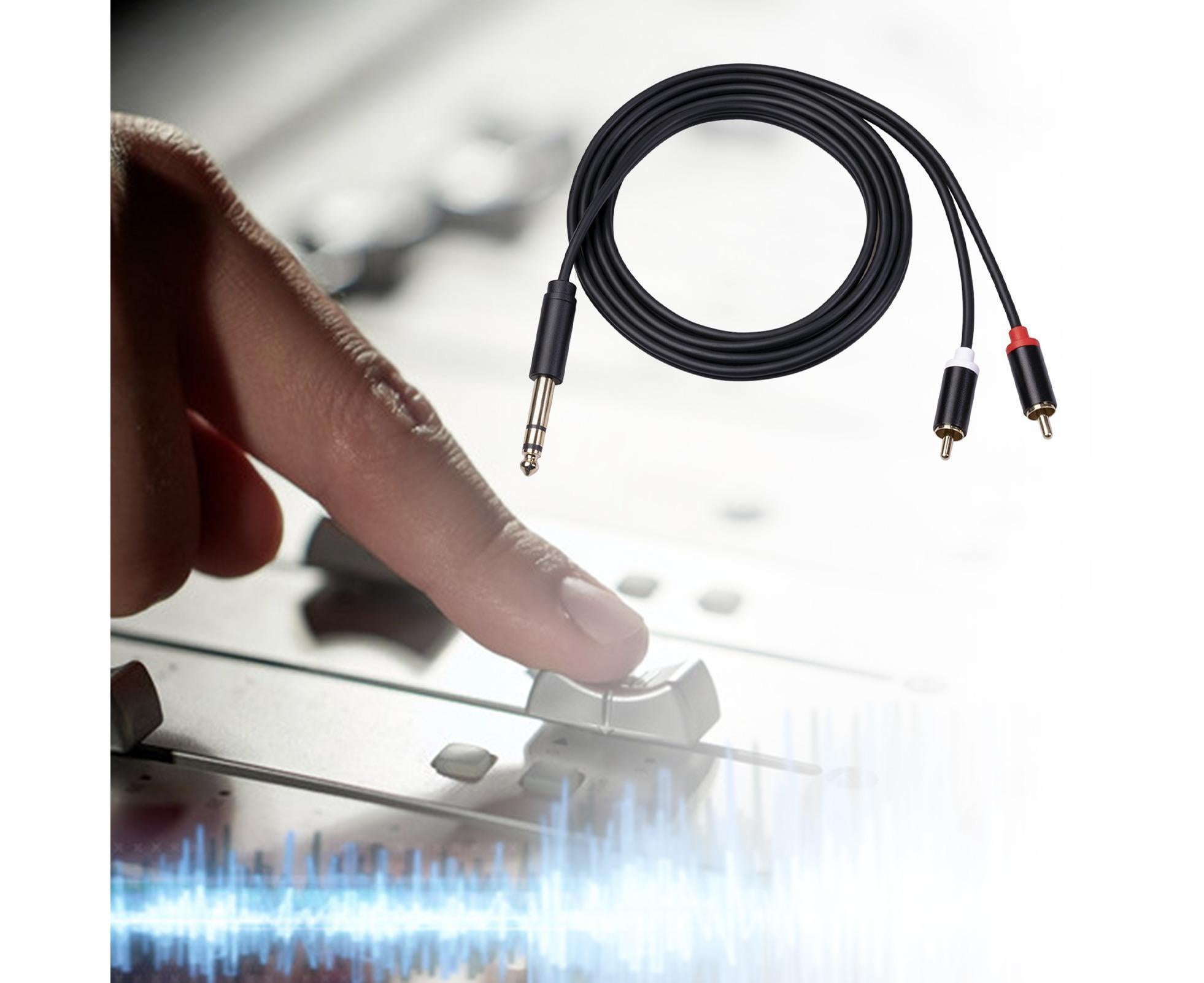 6.35mm Male to 2 RCA Male Audio Cable Copper Conductor Stereo Wire Cord for Sound Mixing Console Black - Image 7