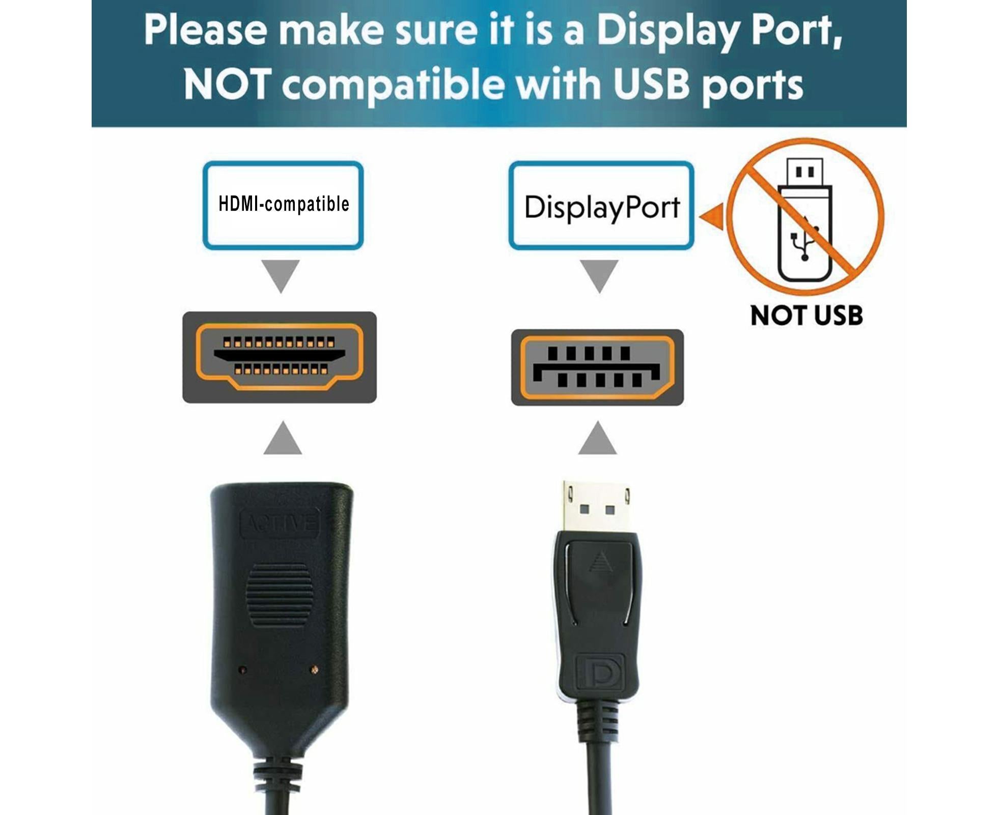 Active Display Port DP to HDMI-compatible Adapter Cable 4K 60HZ Male to Female Connector Black - Image 2
