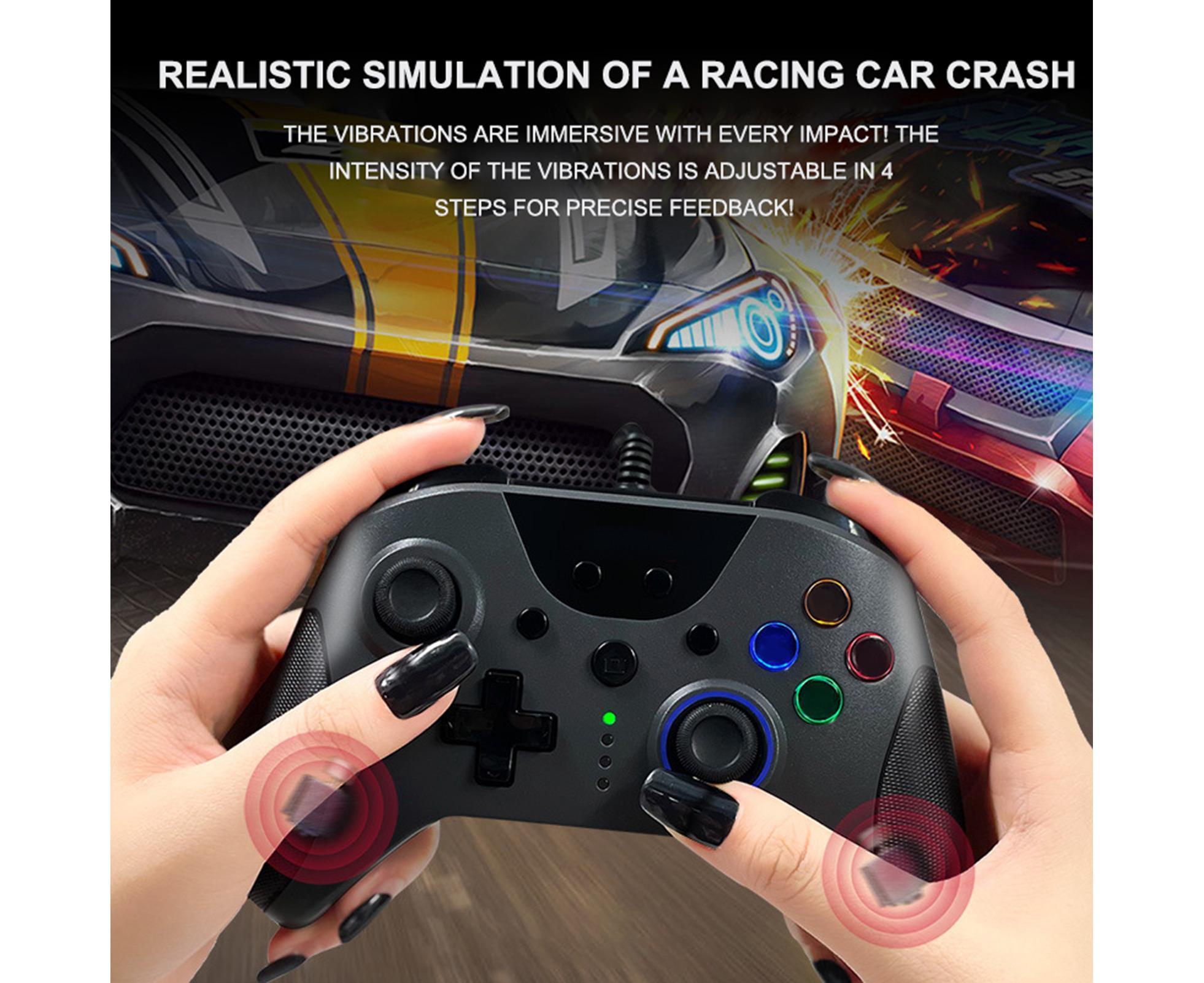 AG110 Game Joystick Vibration Ergonomic Design No Delay Wired Connection Non-slip Game Control Sensitive USB Wired Controller Game Joystic for XBox Black - Image 2