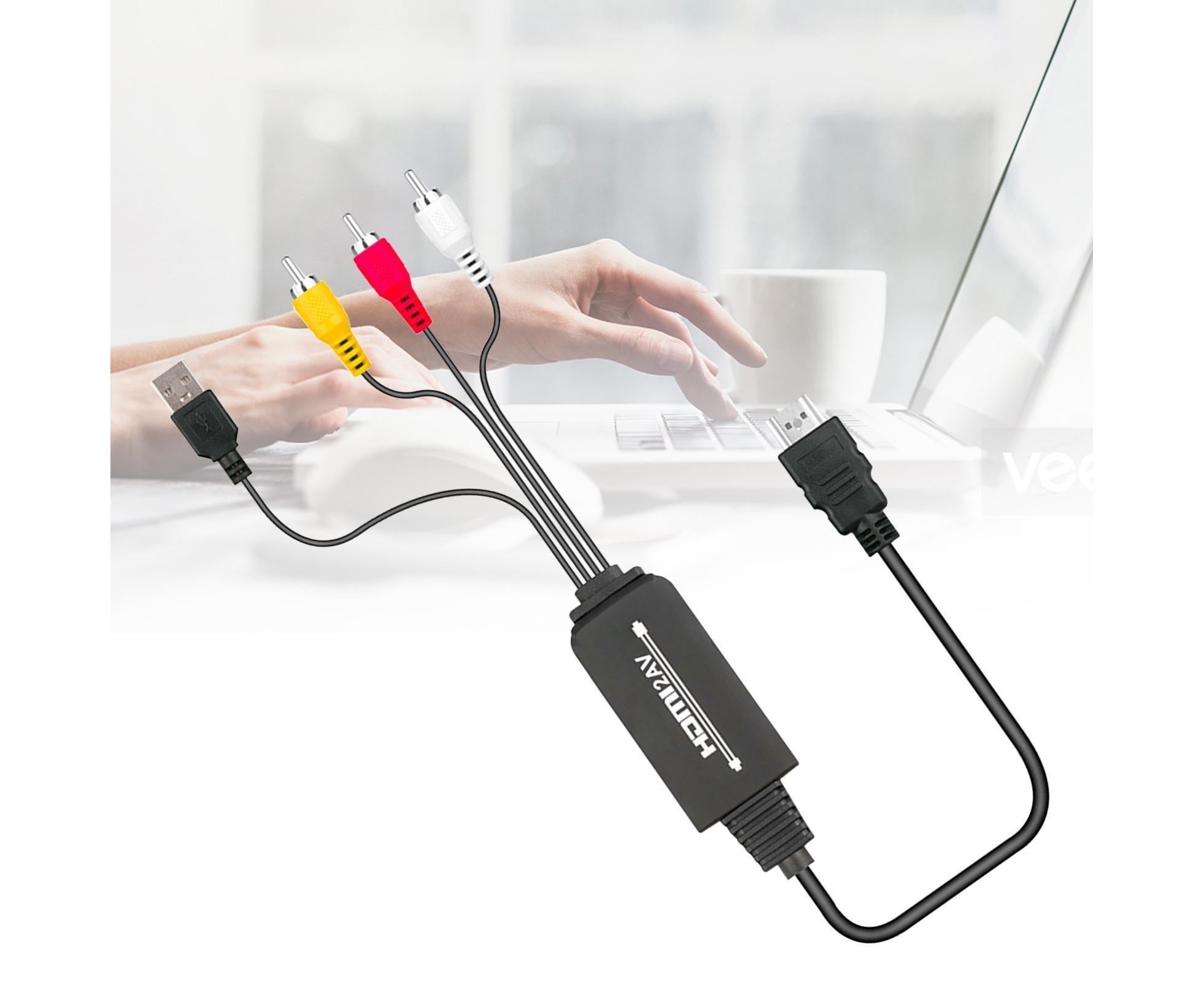 AV Adapter Plug and Play High Speed ABS HDMI-compatible to 3 RCA Converter for Computer Black - Image 3