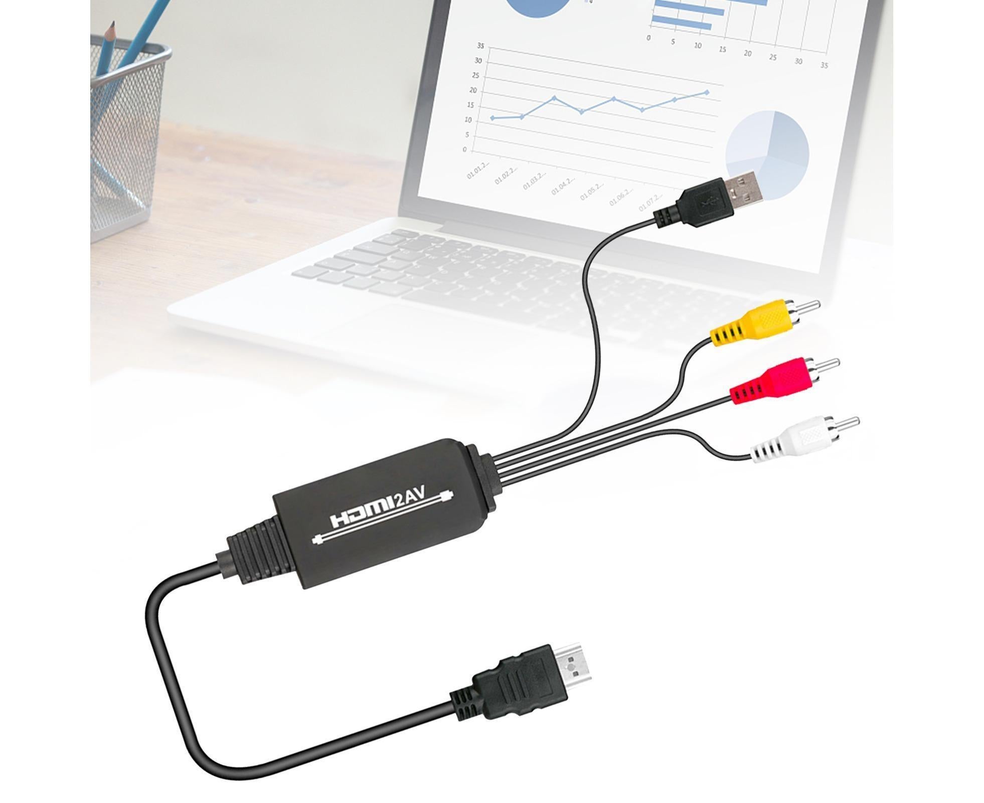 AV Adapter Plug and Play High Speed ABS HDMI-compatible to 3 RCA Converter for Computer Black - Image 4