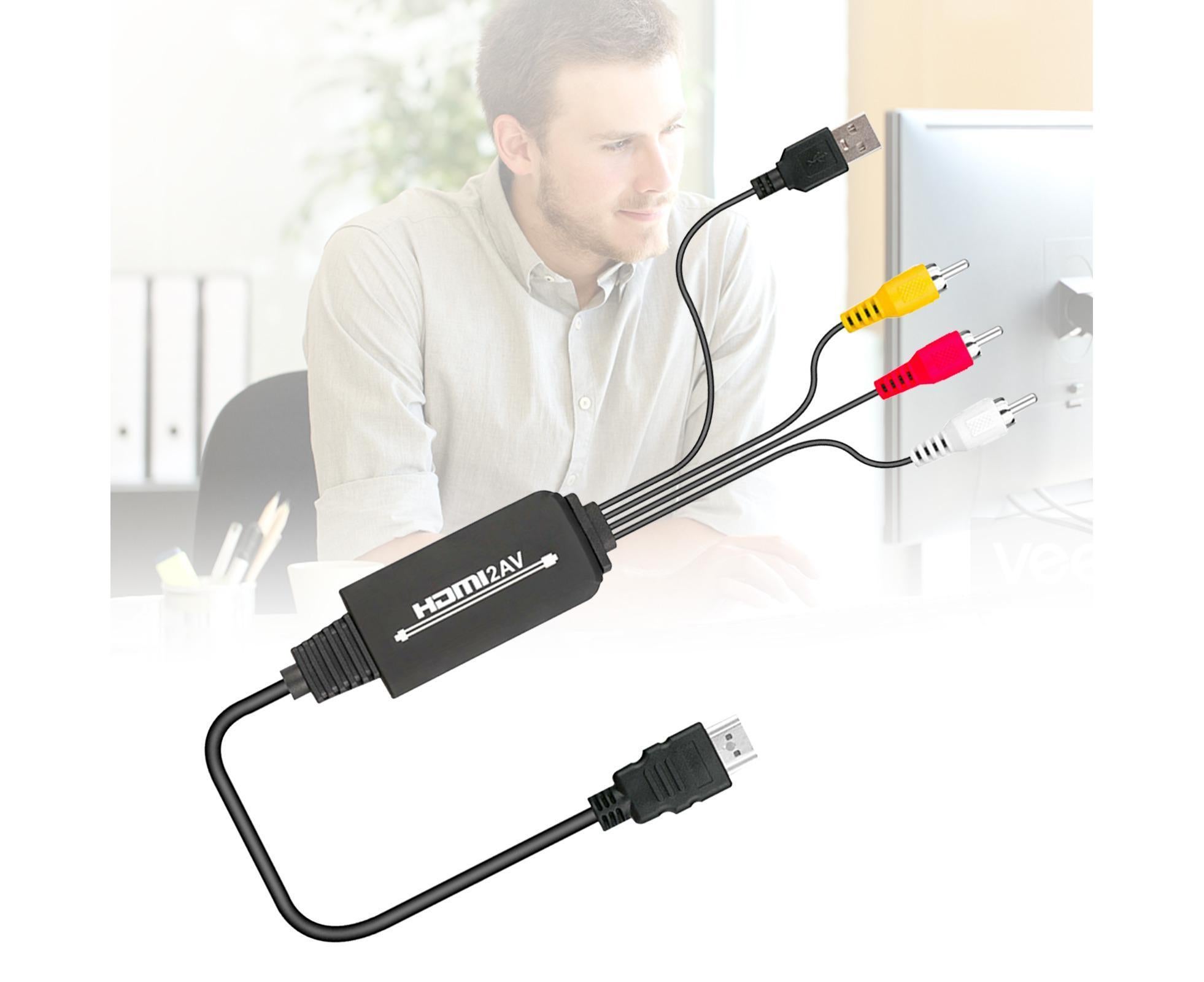 AV Adapter Plug and Play High Speed ABS HDMI-compatible to 3 RCA Converter for Computer Black - Image 5