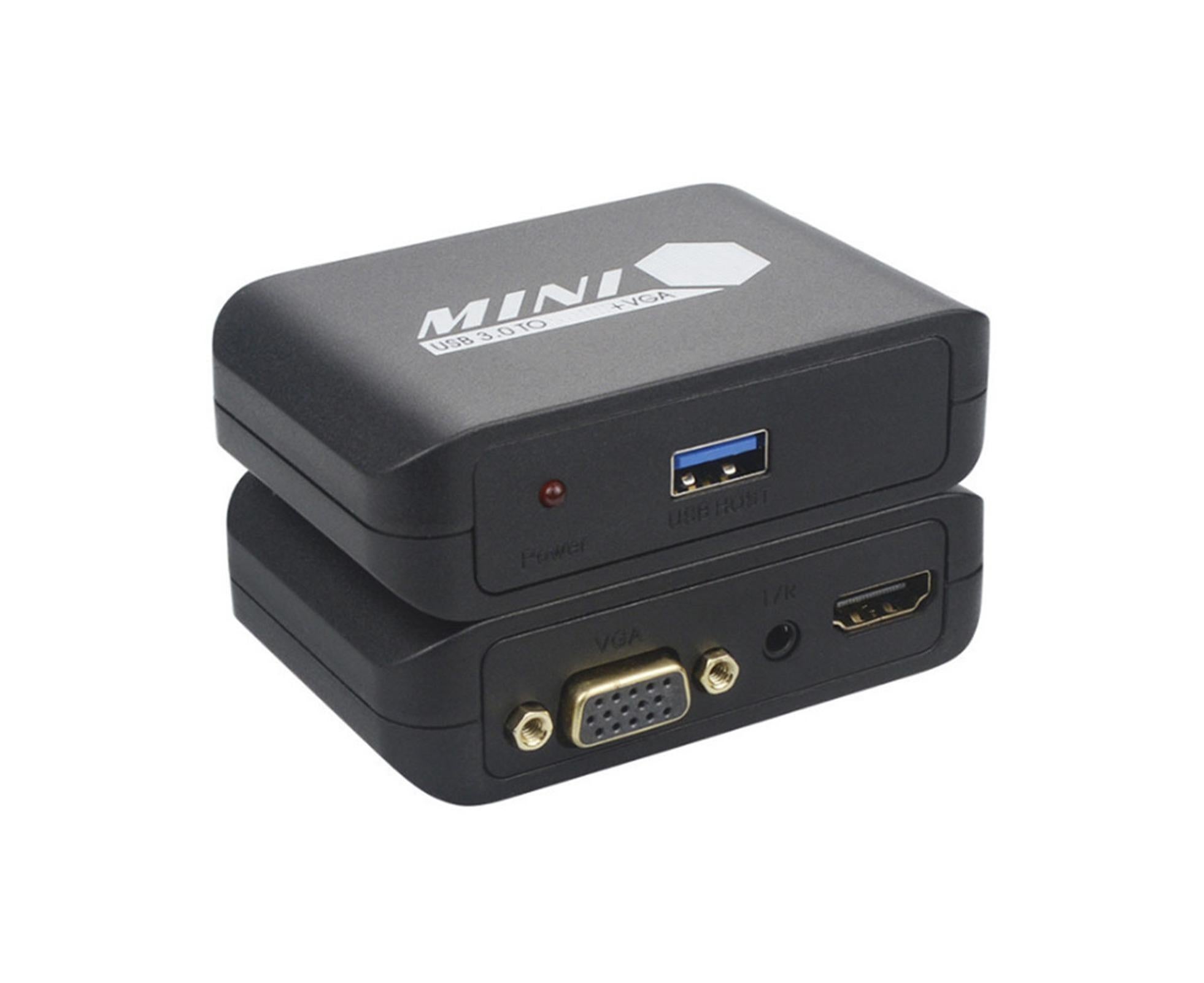 Compact 1080P USB3.0 to HDMI-compatible+VGA Adapter Video Converter for Laptop Computer Black - Image 3