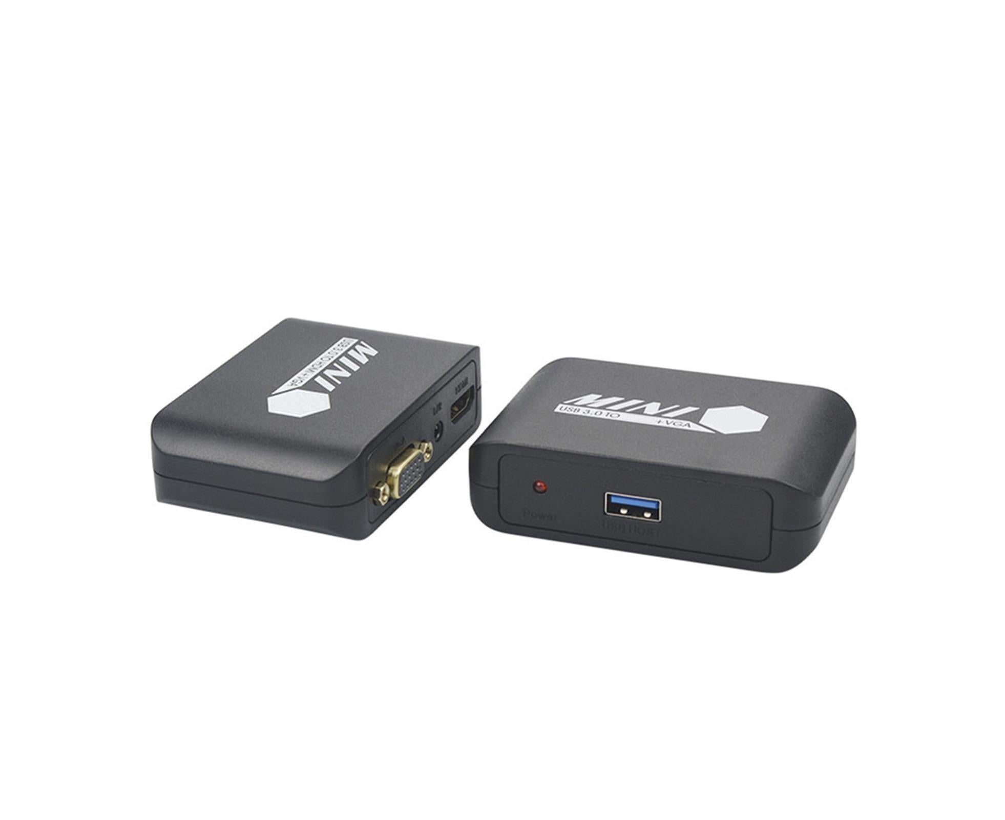 Compact 1080P USB3.0 to HDMI-compatible+VGA Adapter Video Converter for Laptop Computer Black - Image 4