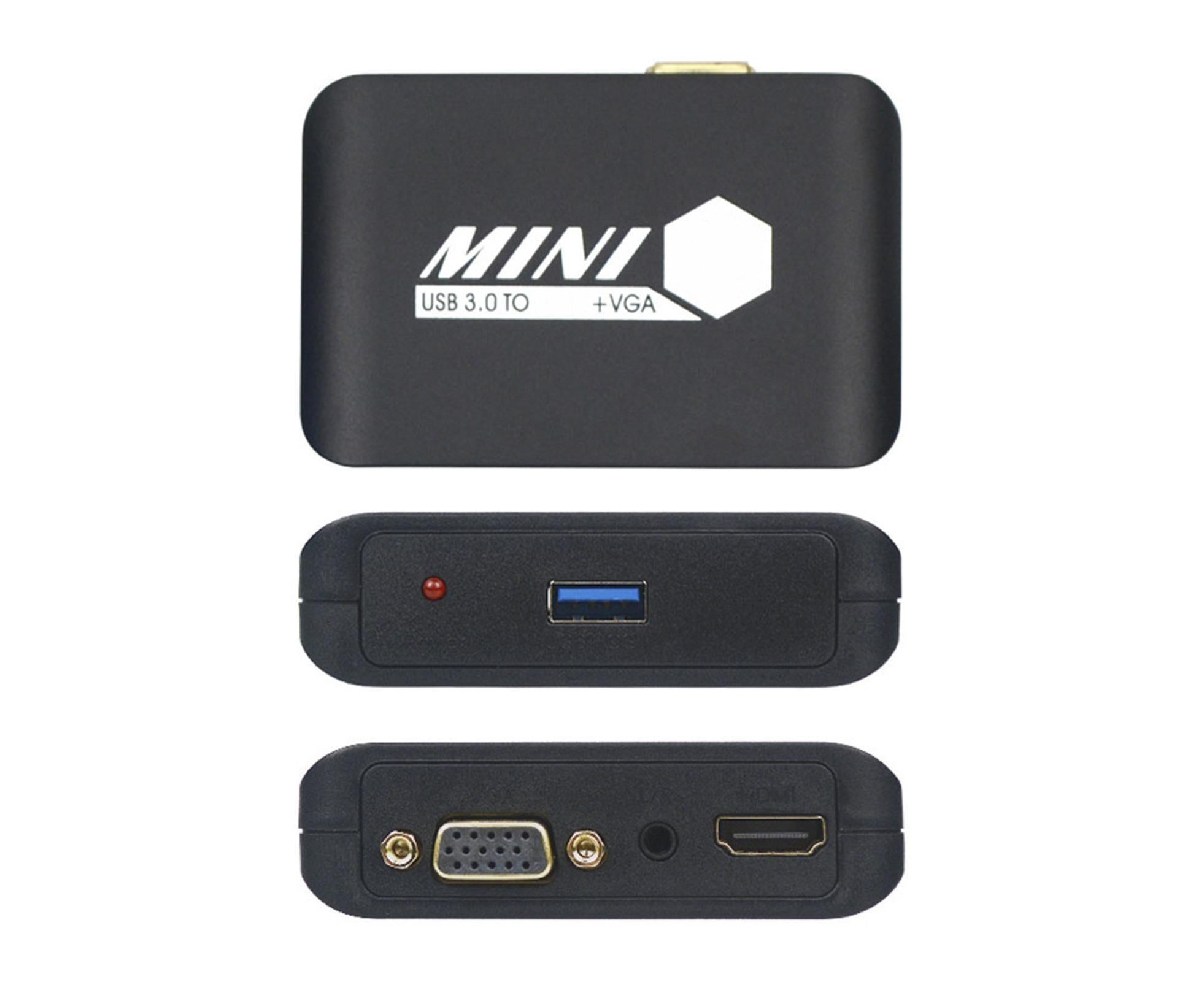 Compact 1080P USB3.0 to HDMI-compatible+VGA Adapter Video Converter for Laptop Computer Black - Image 6