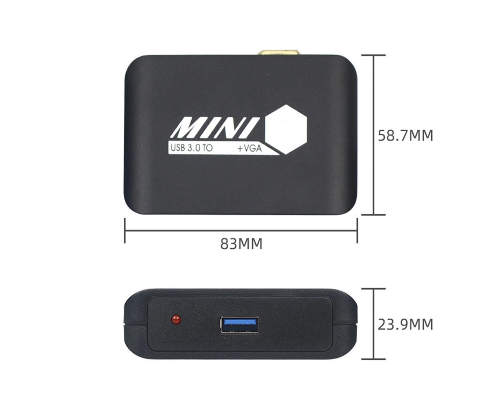 Compact 1080P USB3.0 to HDMI-compatible+VGA Adapter Video Converter for Laptop Computer Black - Image 7