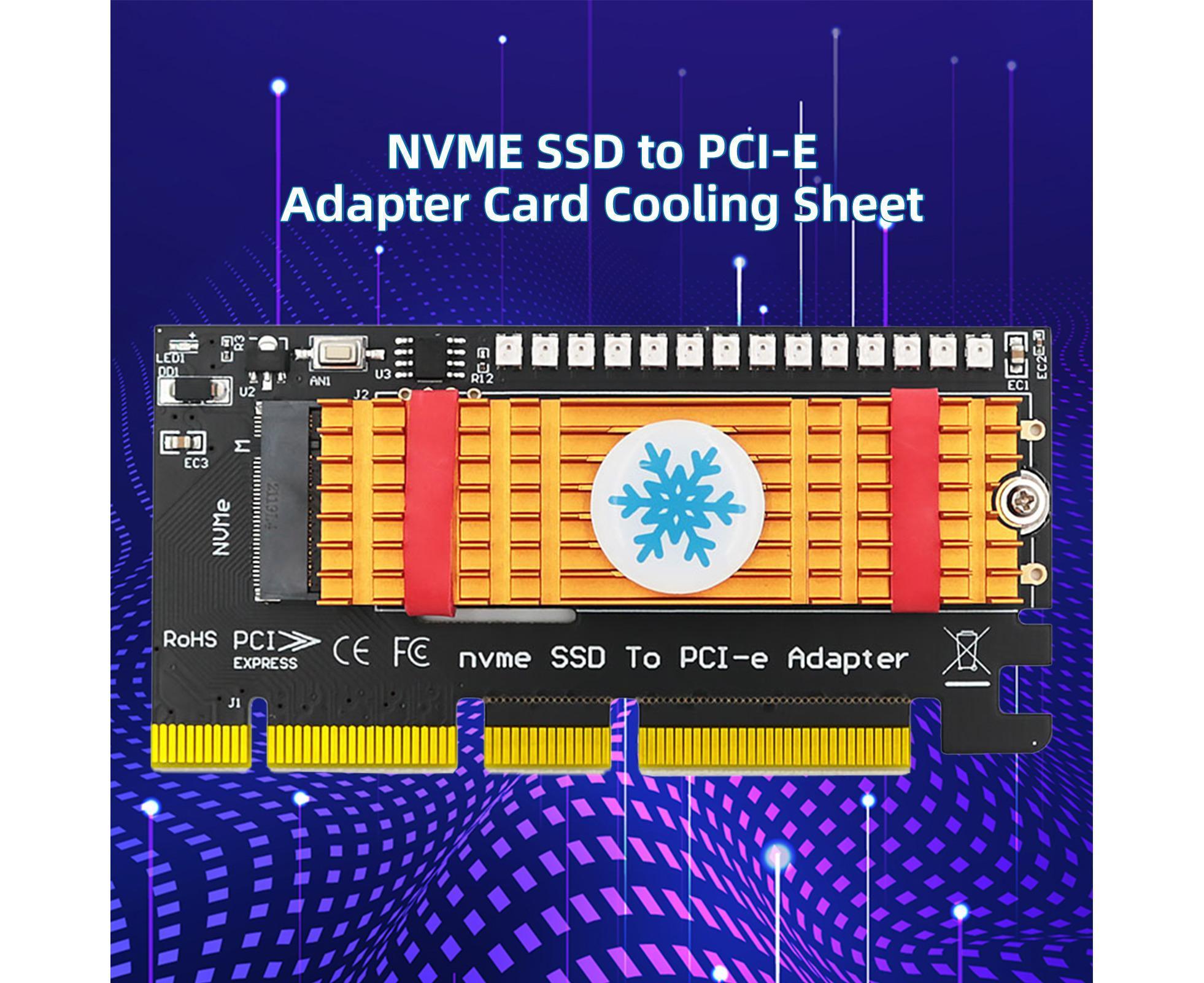 Converter Board Driver-free High Strength with Cool Light NVME SSD to PCI-E Adapter Card Cooling Sheet for Desktop Golden - Image 4