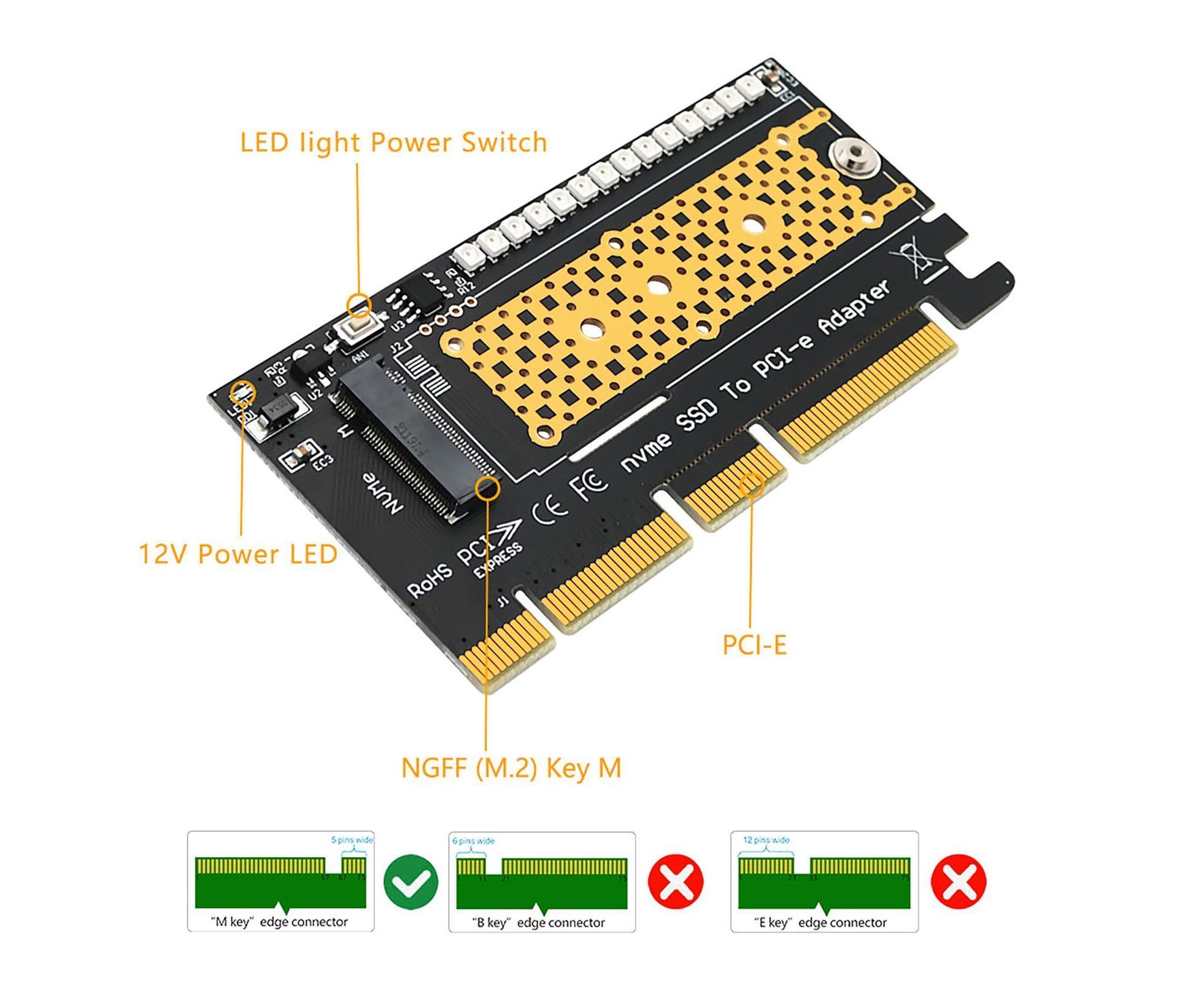 Converter Board Driver-free High Strength with Cool Light NVME SSD to PCI-E Adapter Card Cooling Sheet for Desktop Golden - Image 6