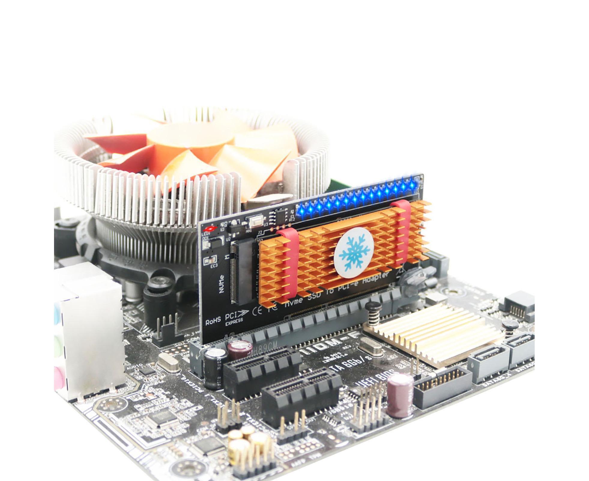 Converter Board Driver-free High Strength with Cool Light NVME SSD to PCI-E Adapter Card Cooling Sheet for Desktop Golden - Image 8