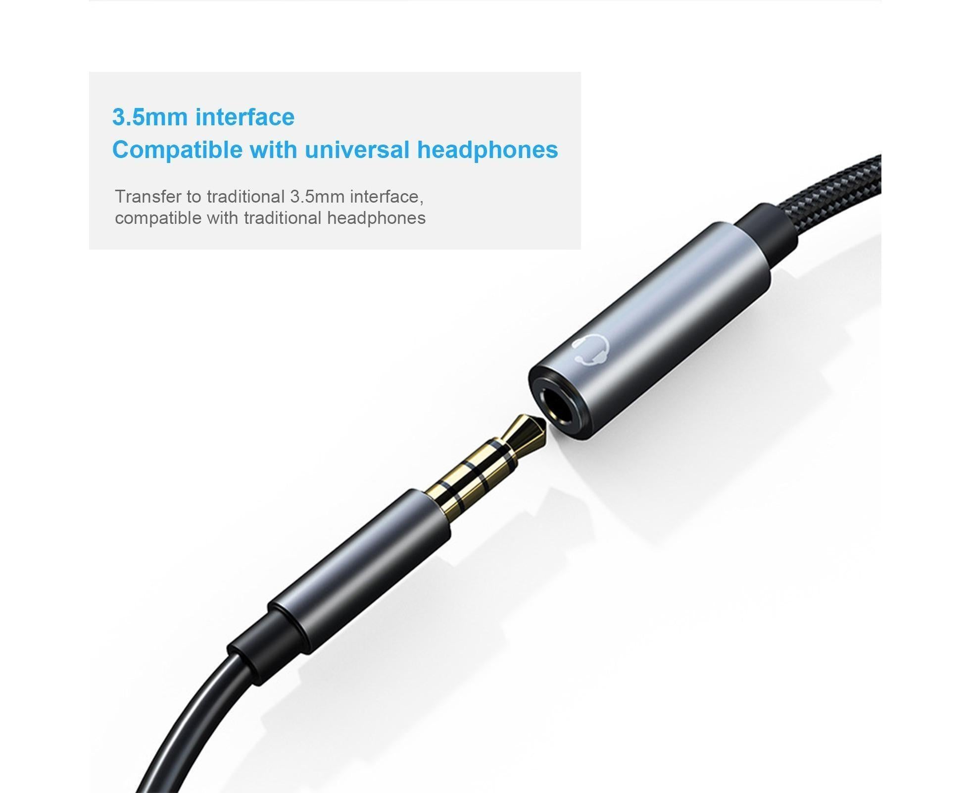 Converter Cable Multifunctional Noise Reduction Braided 2 in 1 Type-C to 3.5mm PD60W Converter Wire for Smartphone Silver Gray - Image 8
