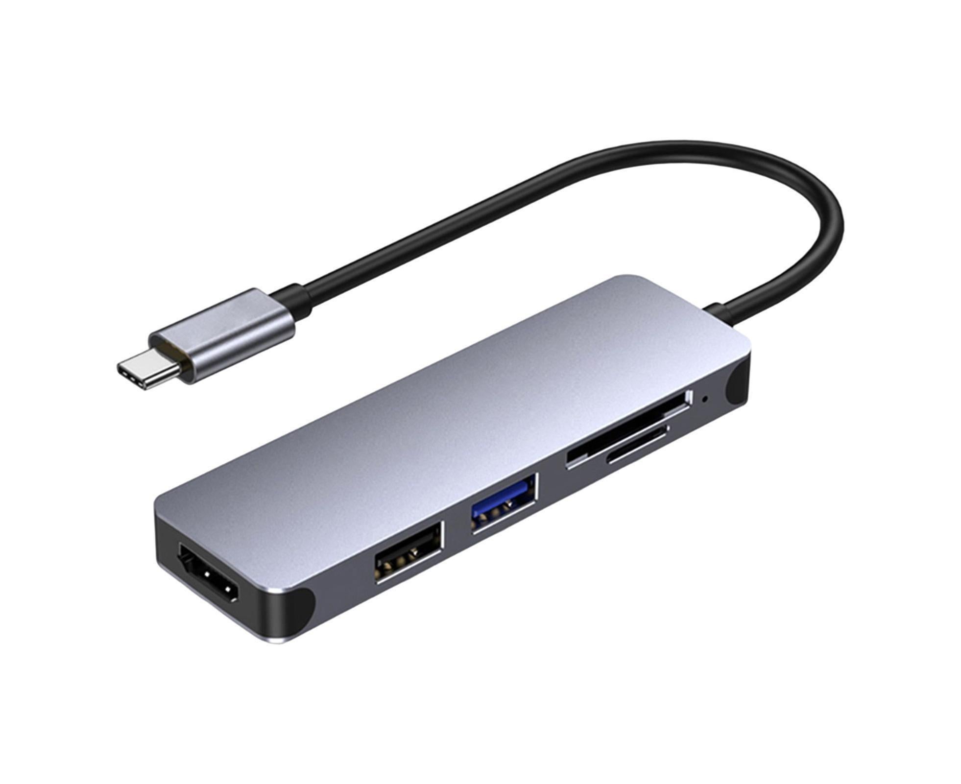 Docking Station High-speed Transmission Data Transfer Plug Play Type-C to HDMI-compatible USB Adapter Hub Dock for Office Grey - Image 2