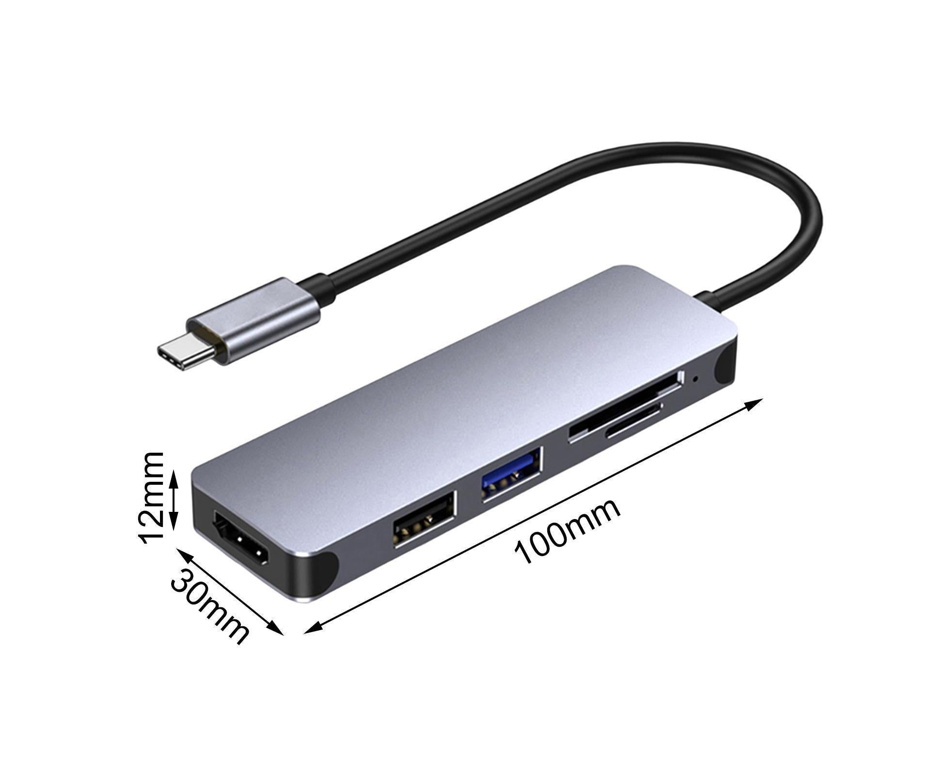 Docking Station High-speed Transmission Data Transfer Plug Play Type-C to HDMI-compatible USB Adapter Hub Dock for Office Grey - Image 7