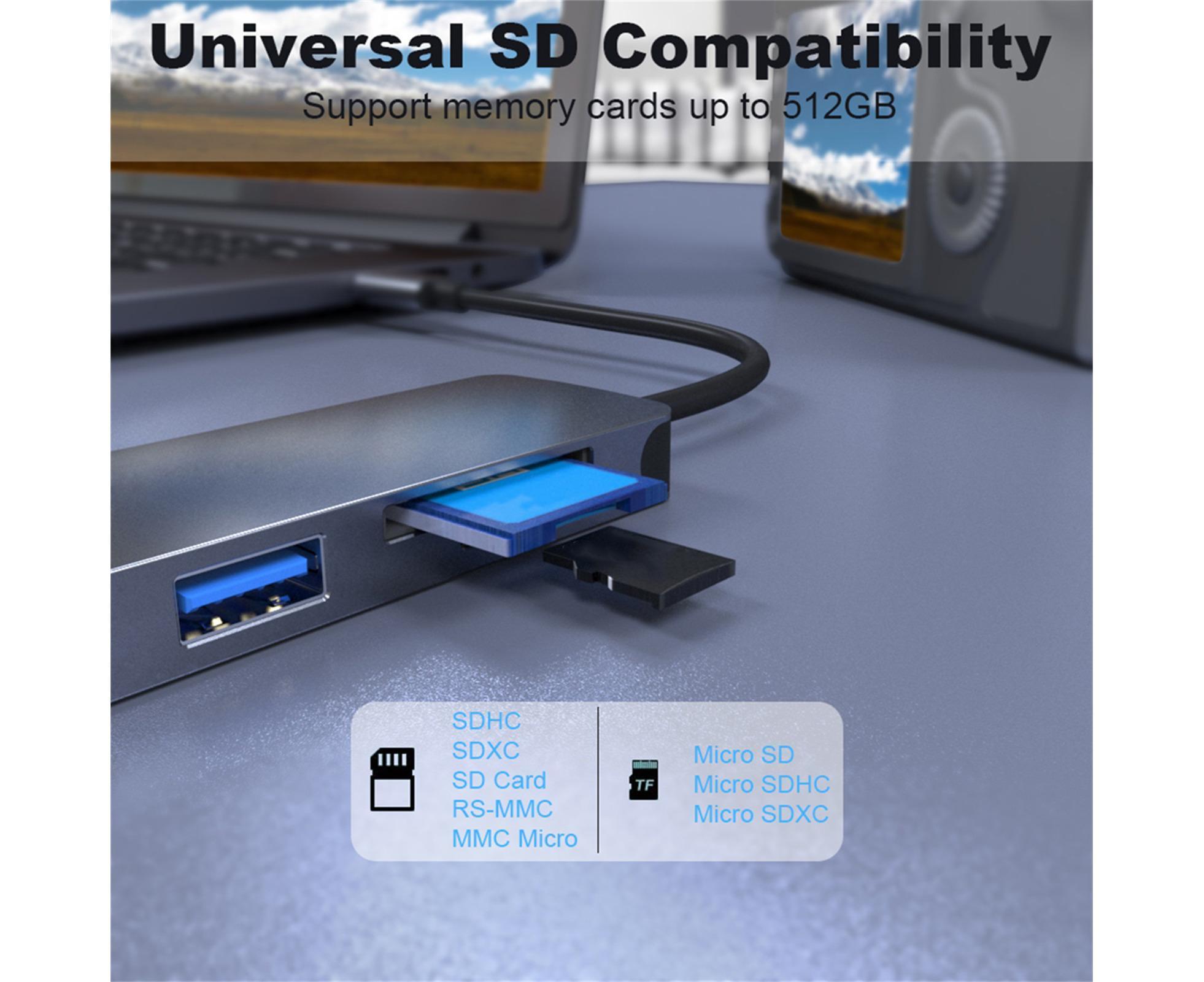 Docking Station High-speed Transmission Data Transfer Plug Play Type-C to HDMI-compatible USB Adapter Hub Dock for Office Grey - Image 8