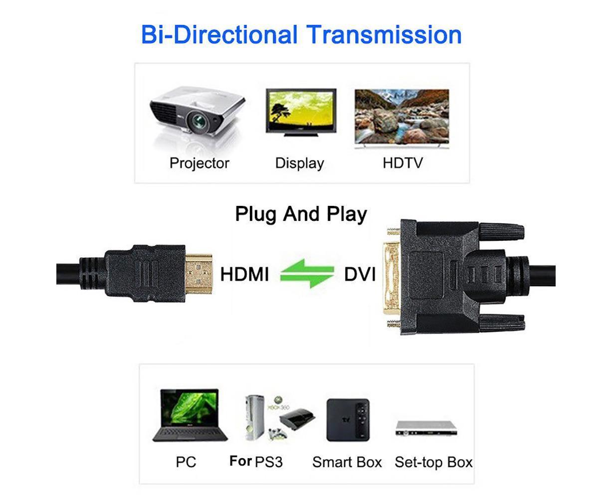 DOONJIEY High Clarity 1080P HDMI-compatible Male to DVI-D Male Bi-directional Adapter Cable for HDTV - Image 4