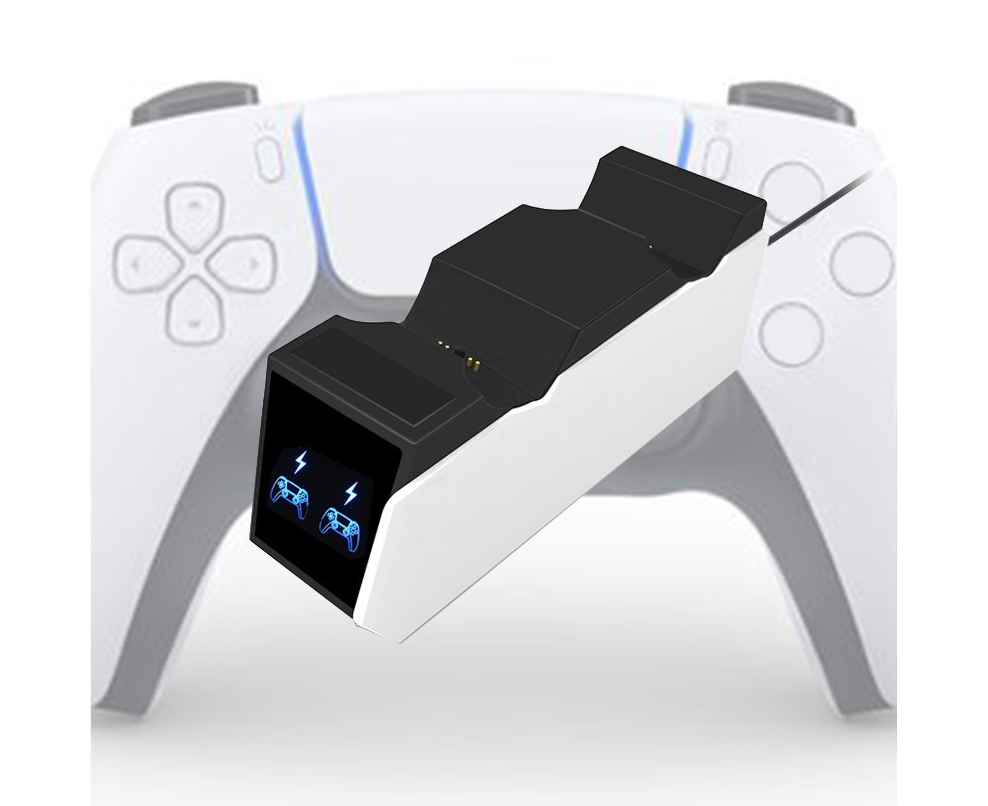 Durable Charging Stand Controller Fast Dual Charger for PlayStation 5 Gamepad Black White - Image 1