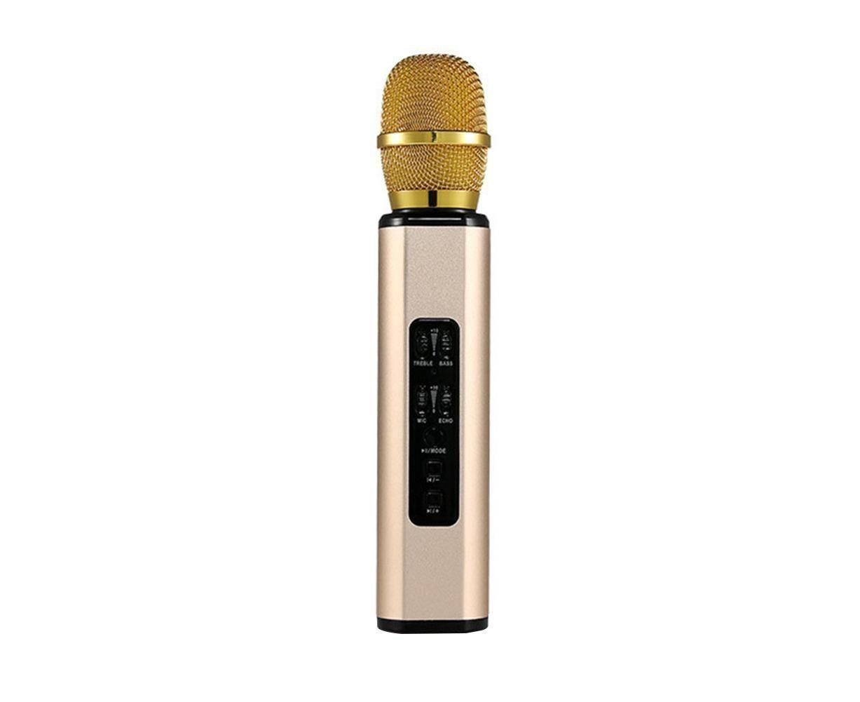 K6 Handheld Wireless Bluetooth-compatible Condenser Microphone Karaoke Speech Mic Speaker Golden - Image 1