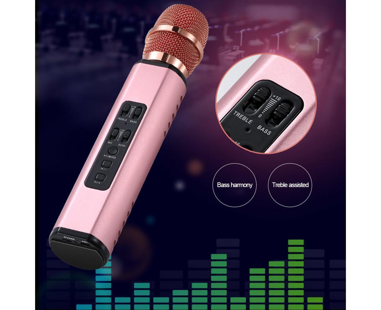 K6 Handheld Wireless Bluetooth-compatible Condenser Microphone Karaoke Speech Mic Speaker Golden - Image 3