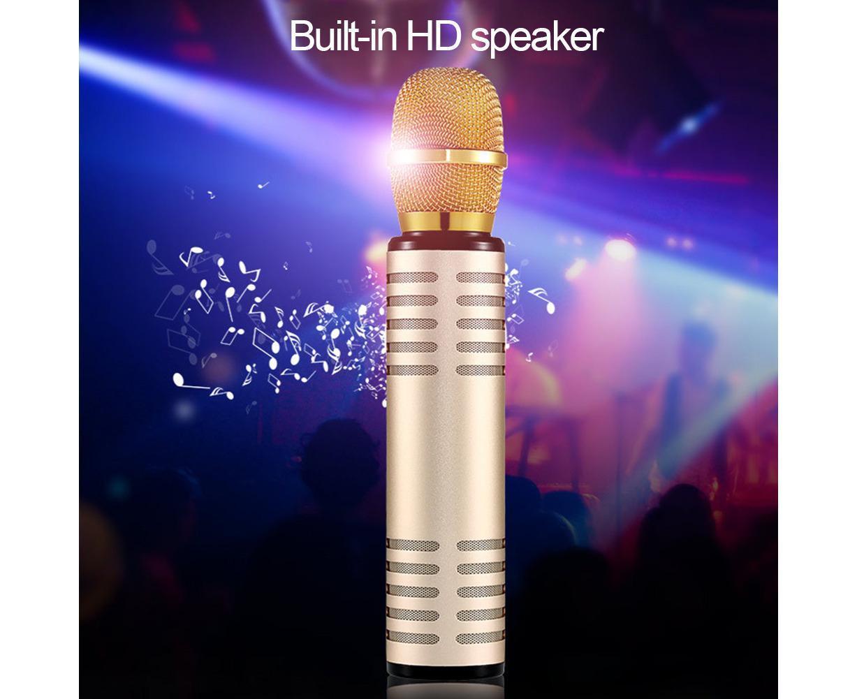 K6 Handheld Wireless Bluetooth-compatible Condenser Microphone Karaoke Speech Mic Speaker Golden - Image 4