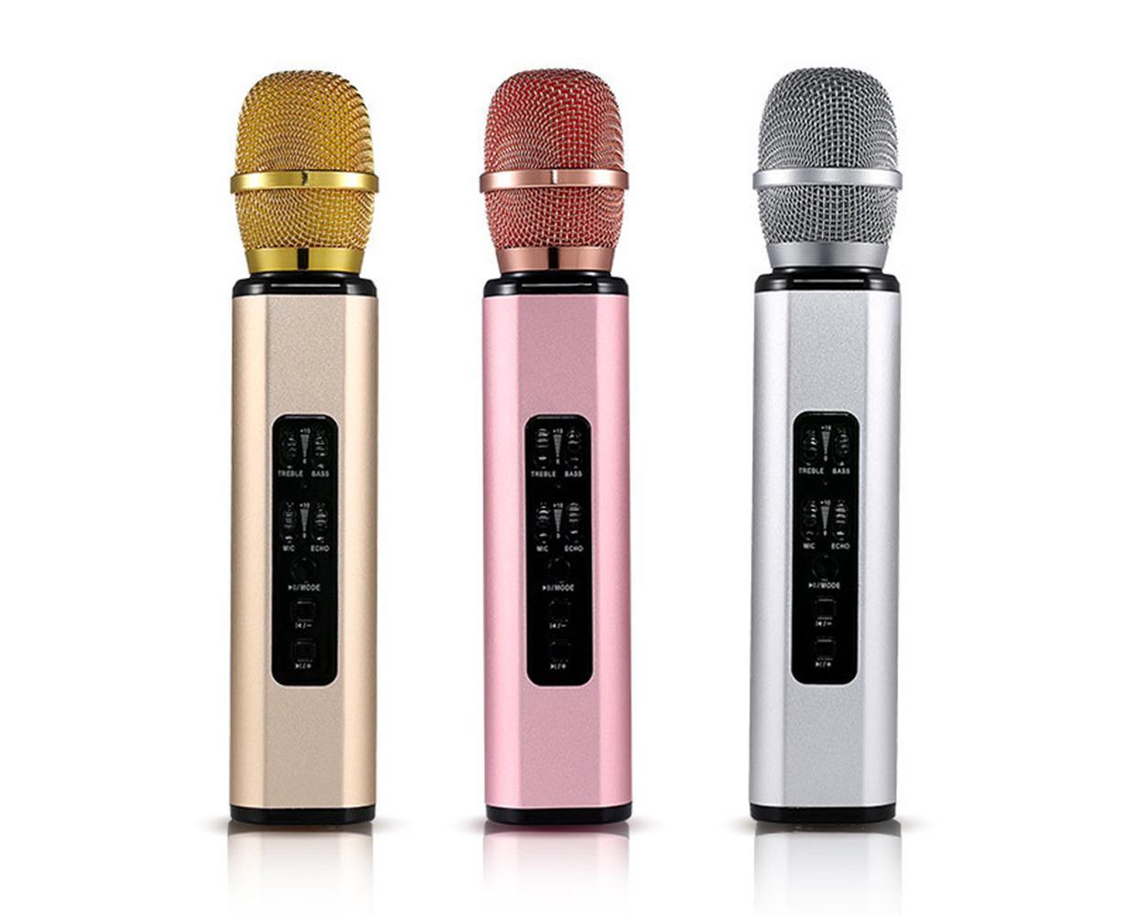 K6 Handheld Wireless Bluetooth-compatible Condenser Microphone Karaoke Speech Mic Speaker Golden - Image 6