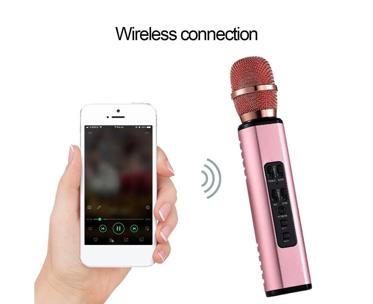 K6 Handheld Wireless Bluetooth-compatible Condenser Microphone Karaoke Speech Mic Speaker Golden - Image 7