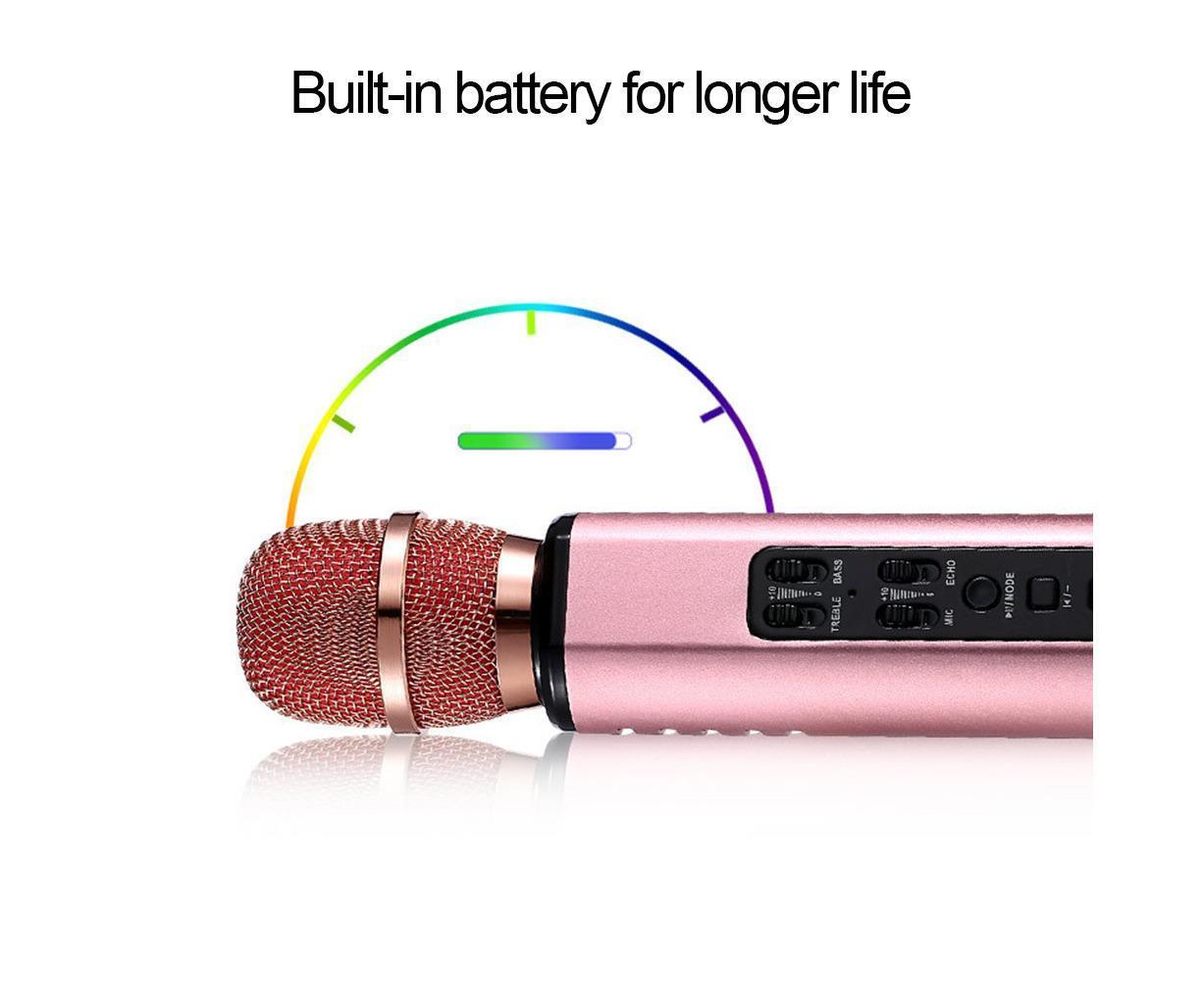 K6 Handheld Wireless Bluetooth-compatible Condenser Microphone Karaoke Speech Mic Speaker Golden - Image 8
