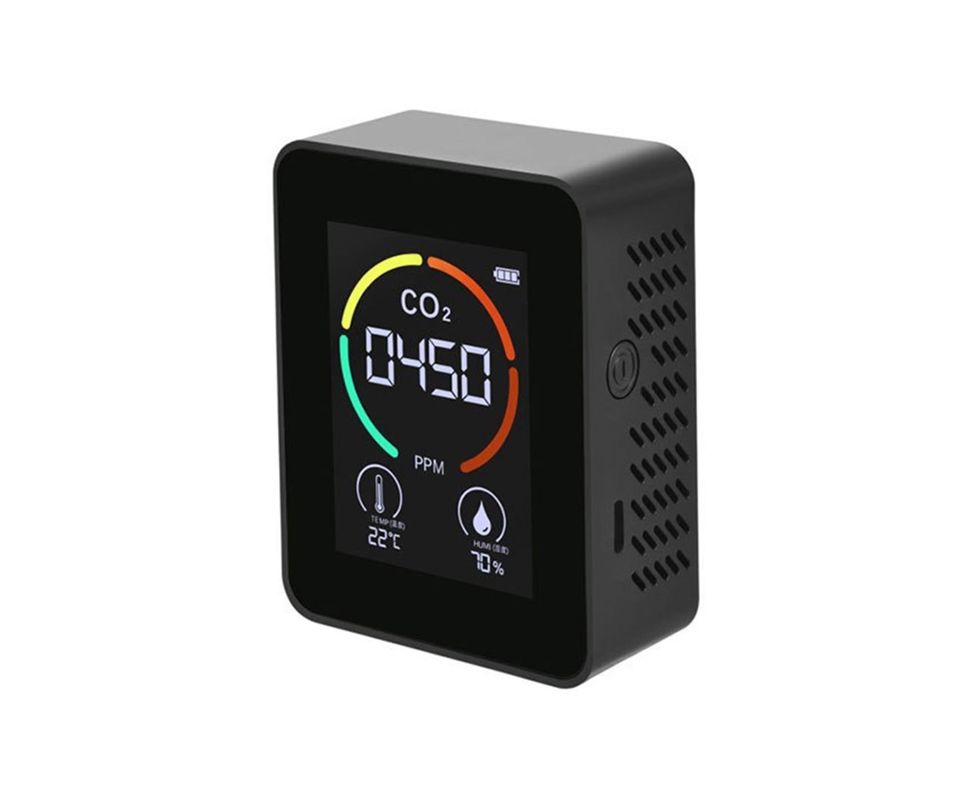 LED Backlit Carbon Dioxide Real-time Detection Detector Infrared Monitor with LCD Screen for Home Black - Image 1