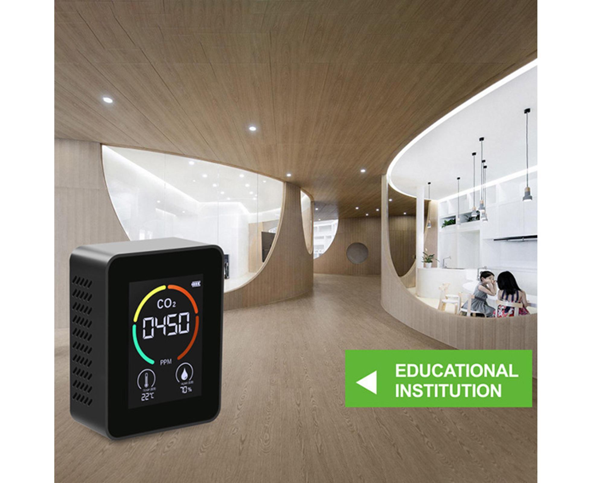 LED Backlit Carbon Dioxide Real-time Detection Detector Infrared Monitor with LCD Screen for Home Black - Image 3