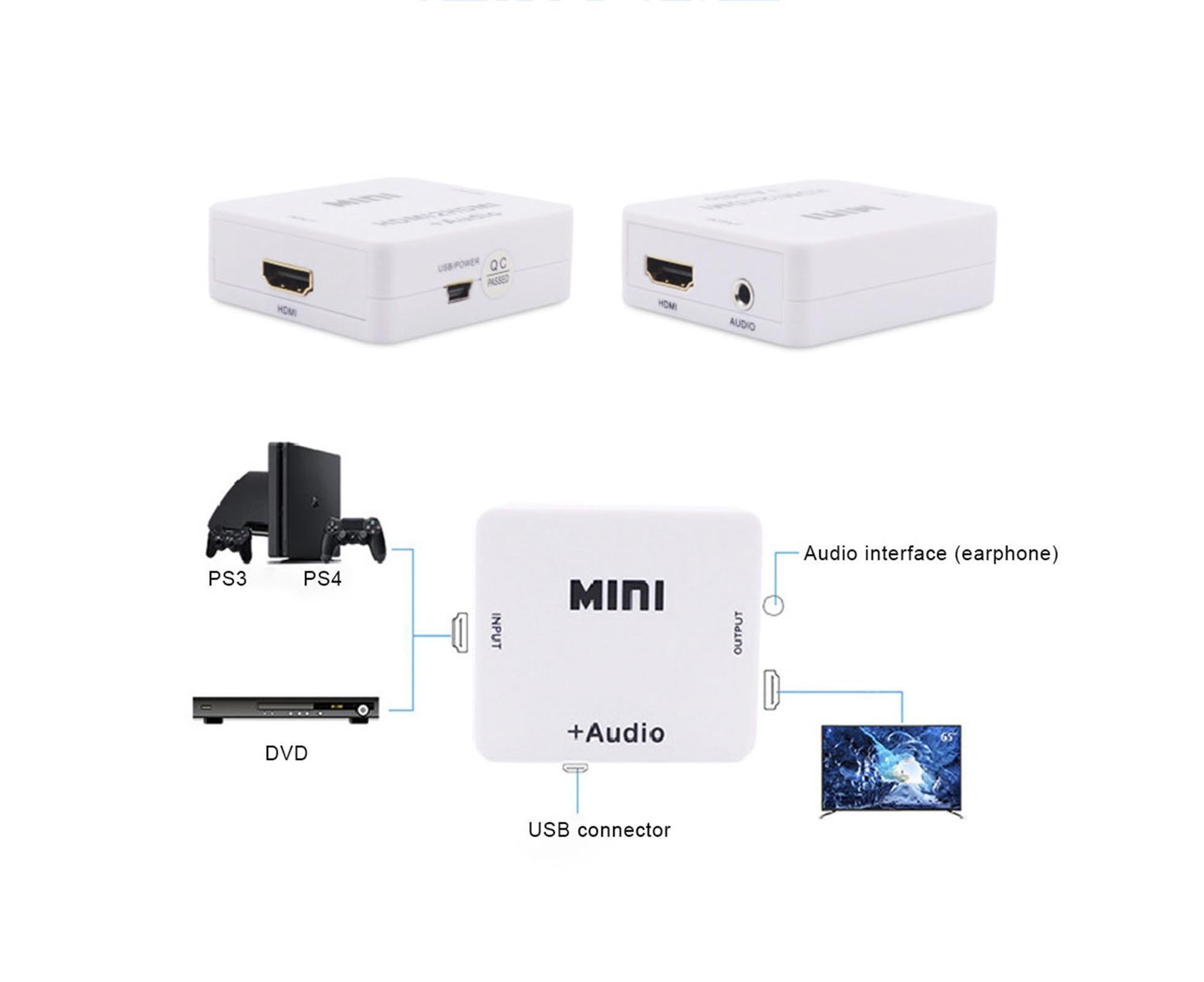 Multifunctional 1080P HDMI-compatible to HDMI-compatible 3.5mm R/L Audio Converter Extractor Splitter White - Image 7