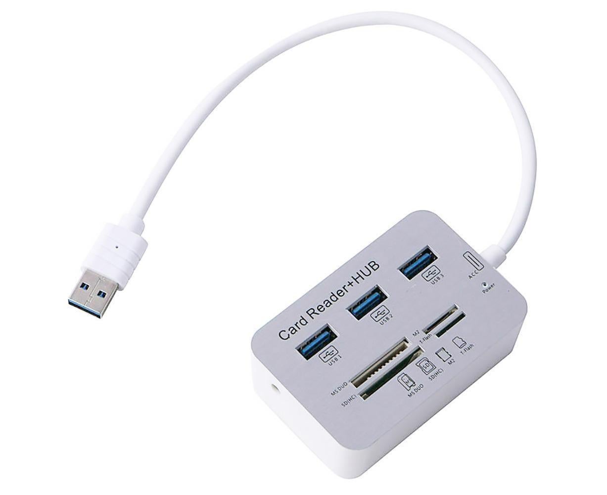 Multi-in-1 3 Ports USB 3.0 High Speed Hub Adapter with MS SD M2 TF Card Reader - Image 1