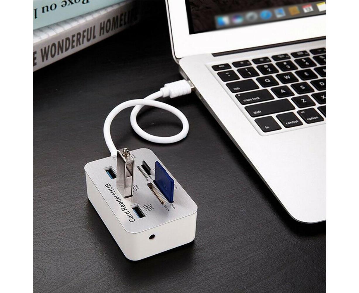 Multi-in-1 3 Ports USB 3.0 High Speed Hub Adapter with MS SD M2 TF Card Reader - Image 4