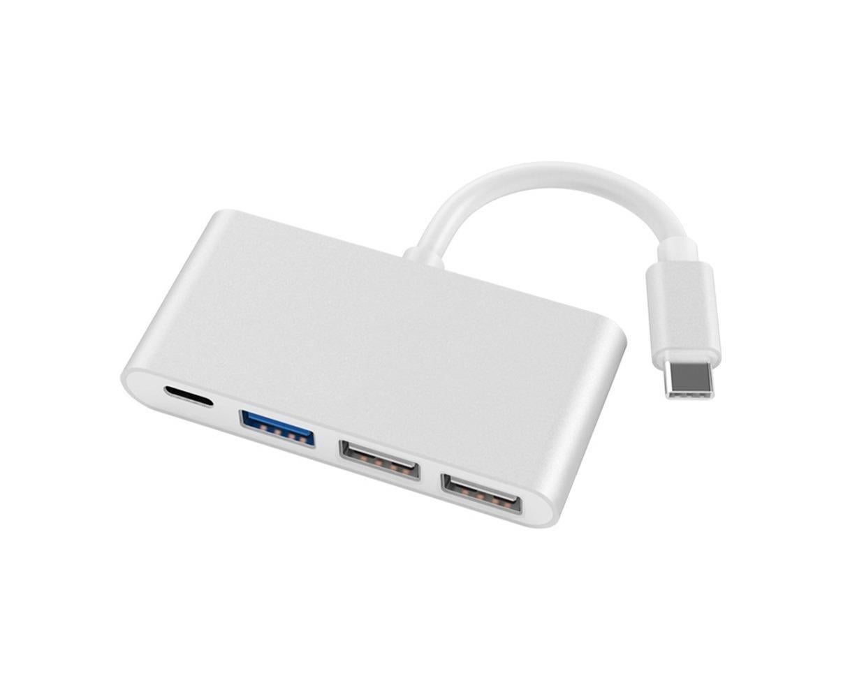 Portable 4 in 1 Type-C to USB 2.0 3.0 Converter Adapter Hub Cable for MacBook Silver - Image 1
