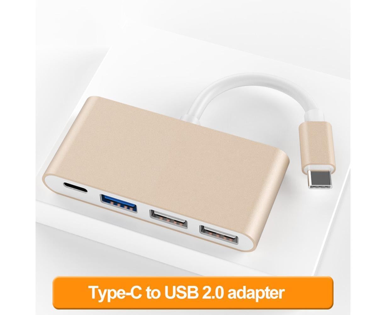 Portable 4 in 1 Type-C to USB 2.0 3.0 Converter Adapter Hub Cable for MacBook Silver - Image 2