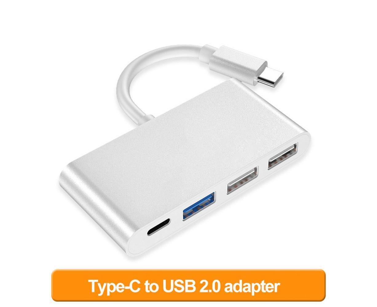 Portable 4 in 1 Type-C to USB 2.0 3.0 Converter Adapter Hub Cable for MacBook Silver - Image 3