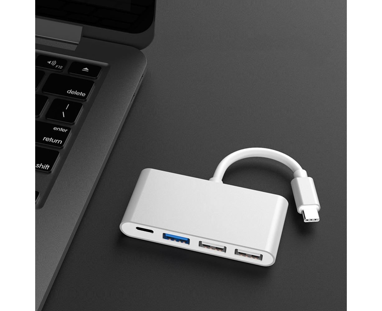 Portable 4 in 1 Type-C to USB 2.0 3.0 Converter Adapter Hub Cable for MacBook Silver - Image 6