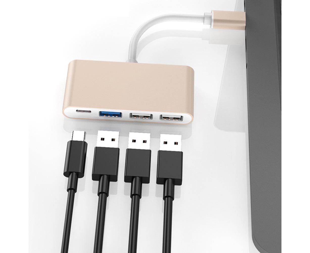 Portable 4 in 1 Type-C to USB 2.0 3.0 Converter Adapter Hub Cable for MacBook Silver - Image 7