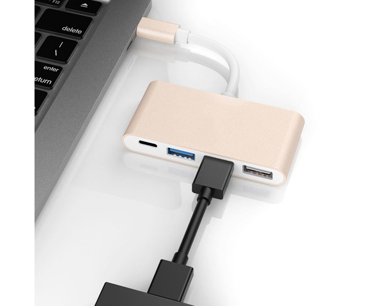 Portable 4 in 1 Type-C to USB 2.0 3.0 Converter Adapter Hub Cable for MacBook Silver - Image 8